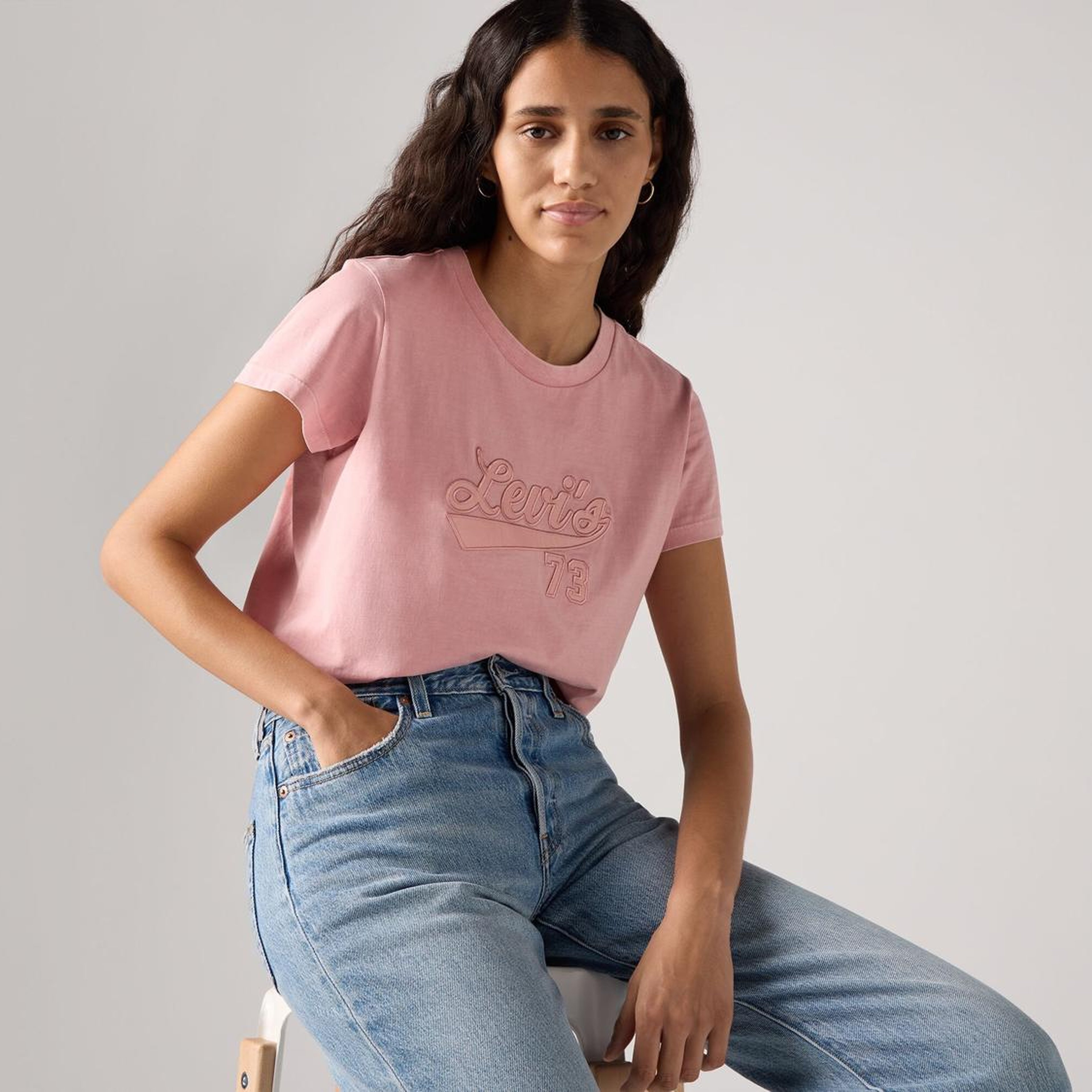 Boxy Baskılı Pembe Tişört