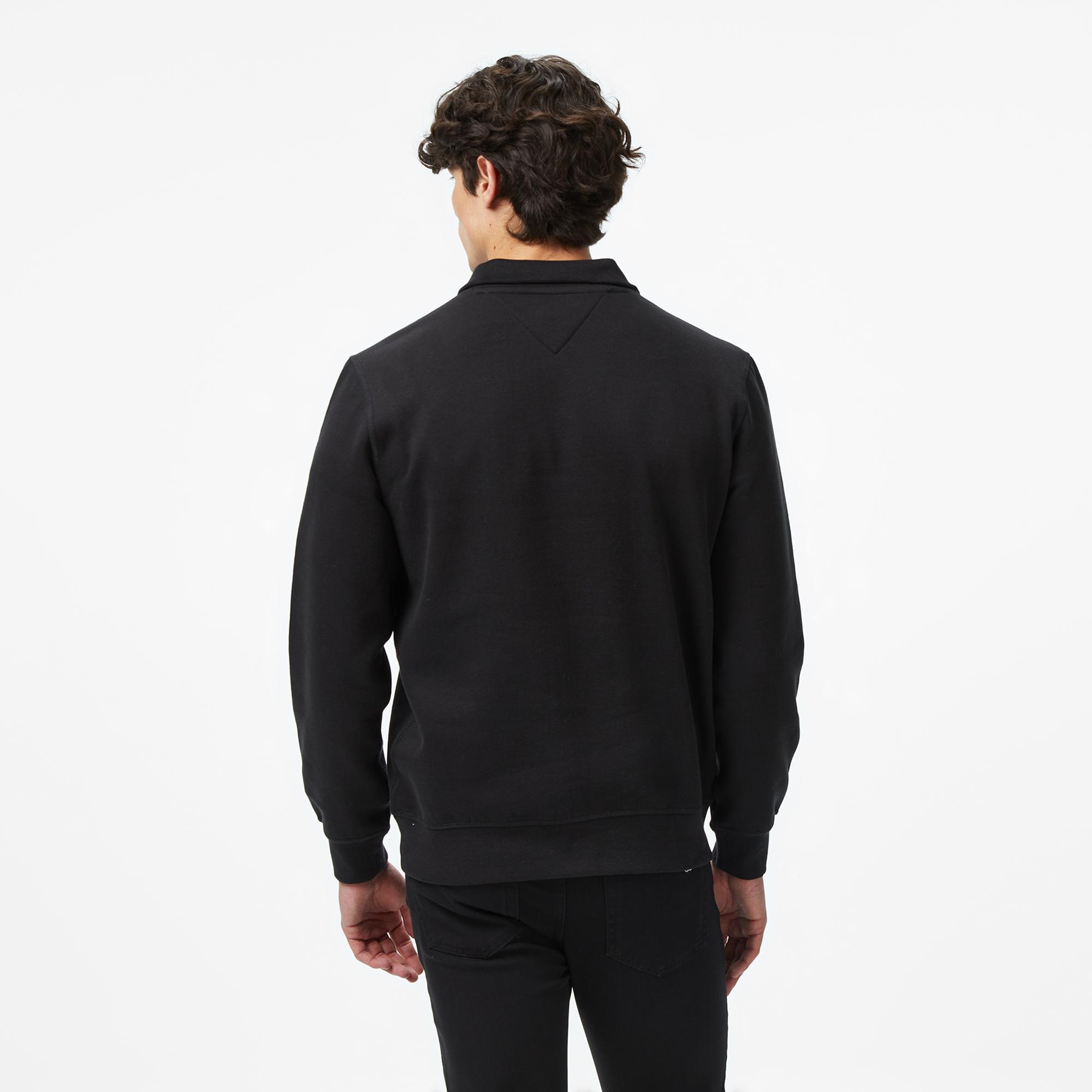Tommy Hilfiger Essential Fleece 1/4 Erkek Yarım Fermuarlı Siyah Sweatshirt