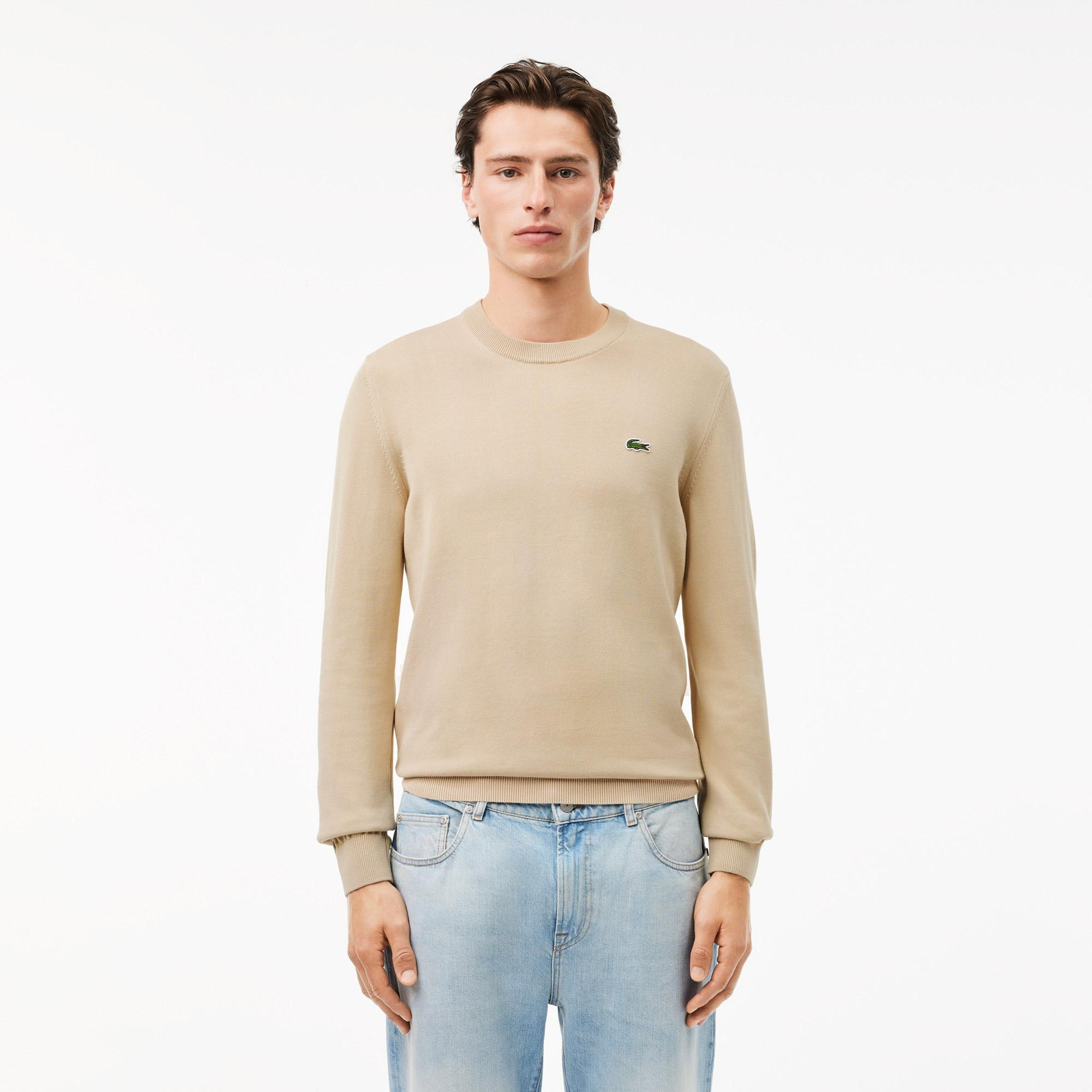 Lacoste Erkek Regular Fit Bisiklet Yaka Krem Kazak