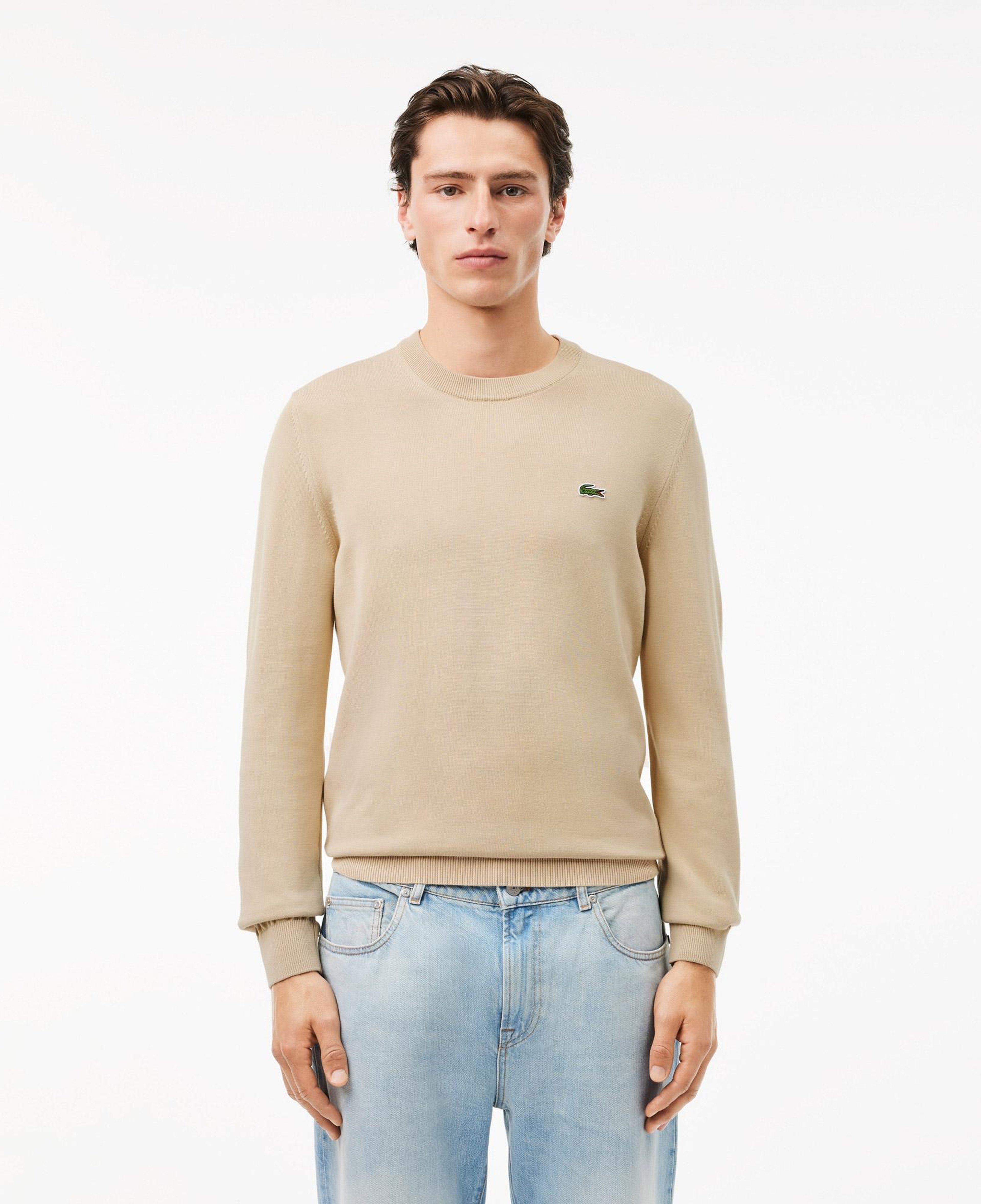 Lacoste Erkek Regular Fit Bisiklet Yaka Krem Kazak