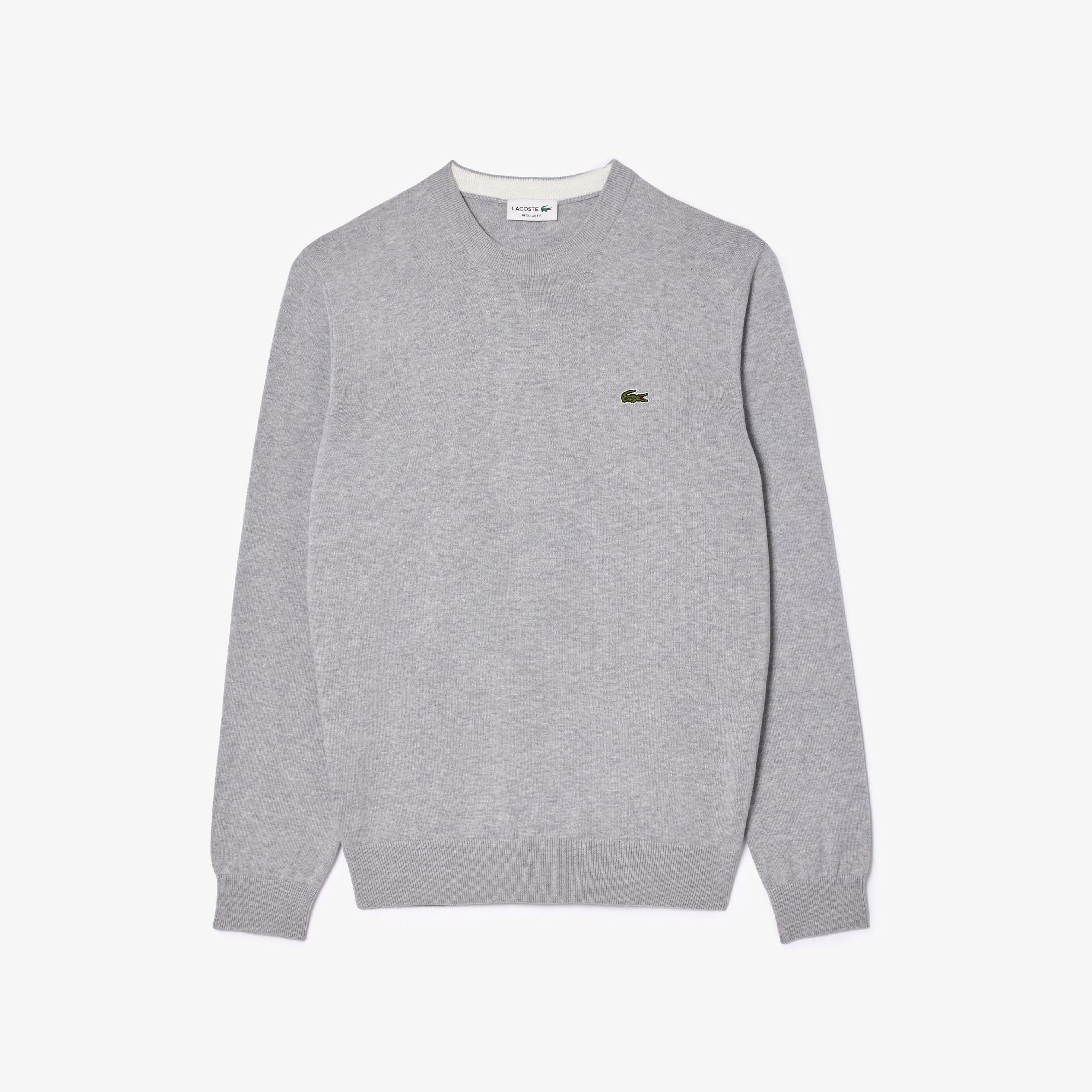 Lacoste Erkek Regular Fit Bisiklet Yaka Gri Kazak