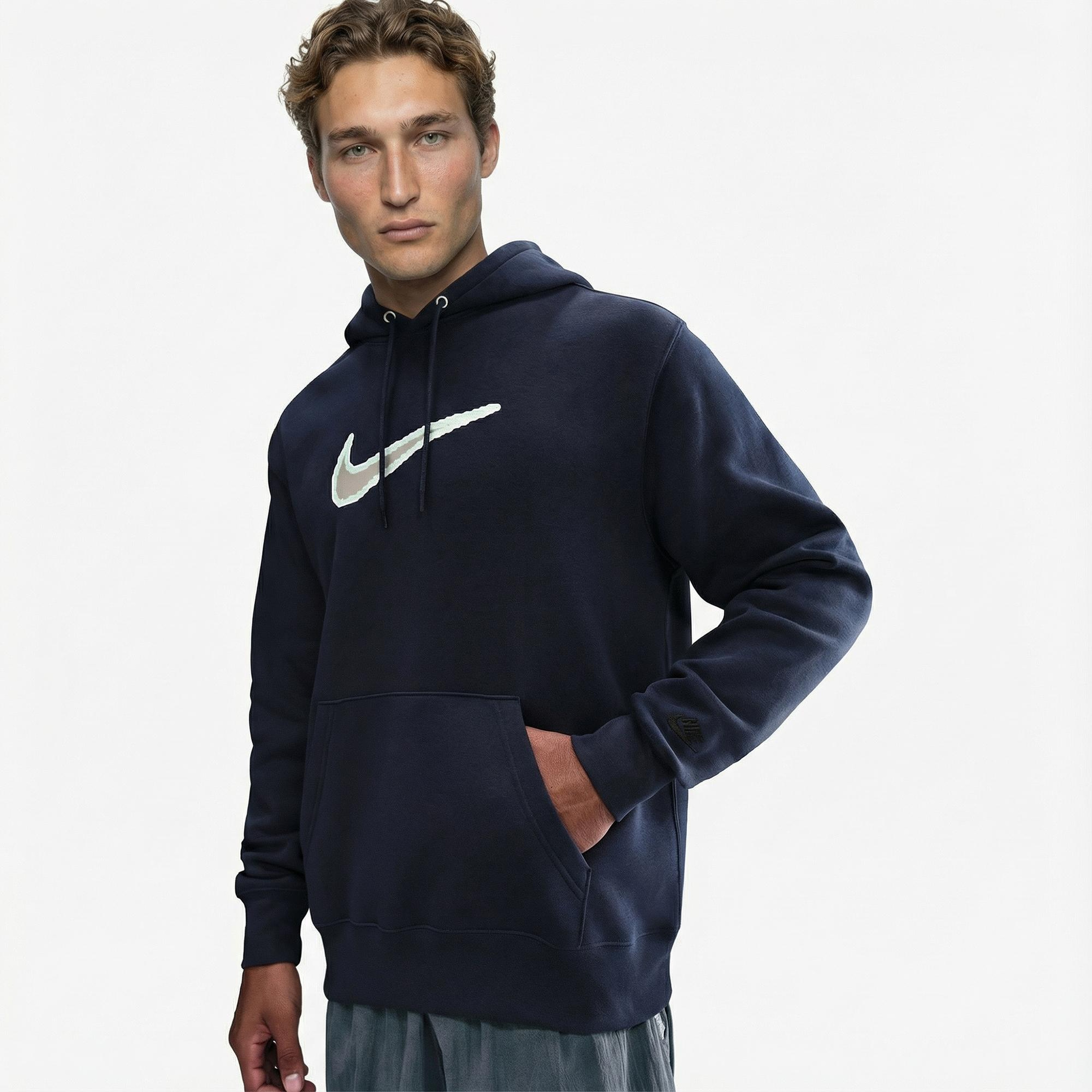 Nike Sportswear Club Neo Varsity Erkek Lacivert Kapüşonlu Hoodie