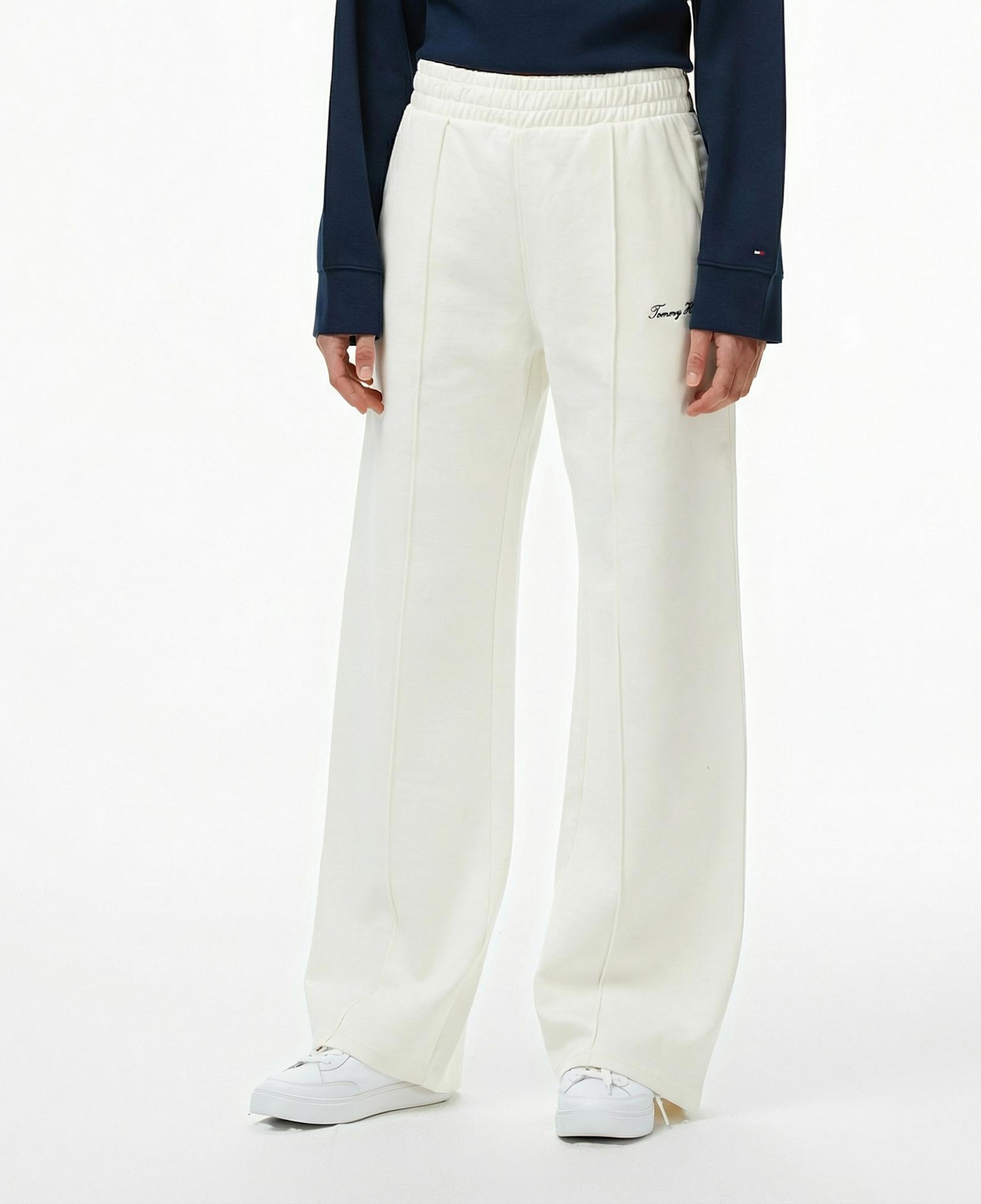 Tommy Hilfiger Script Straight Pique Kadın Beyaz Eşofman Altı