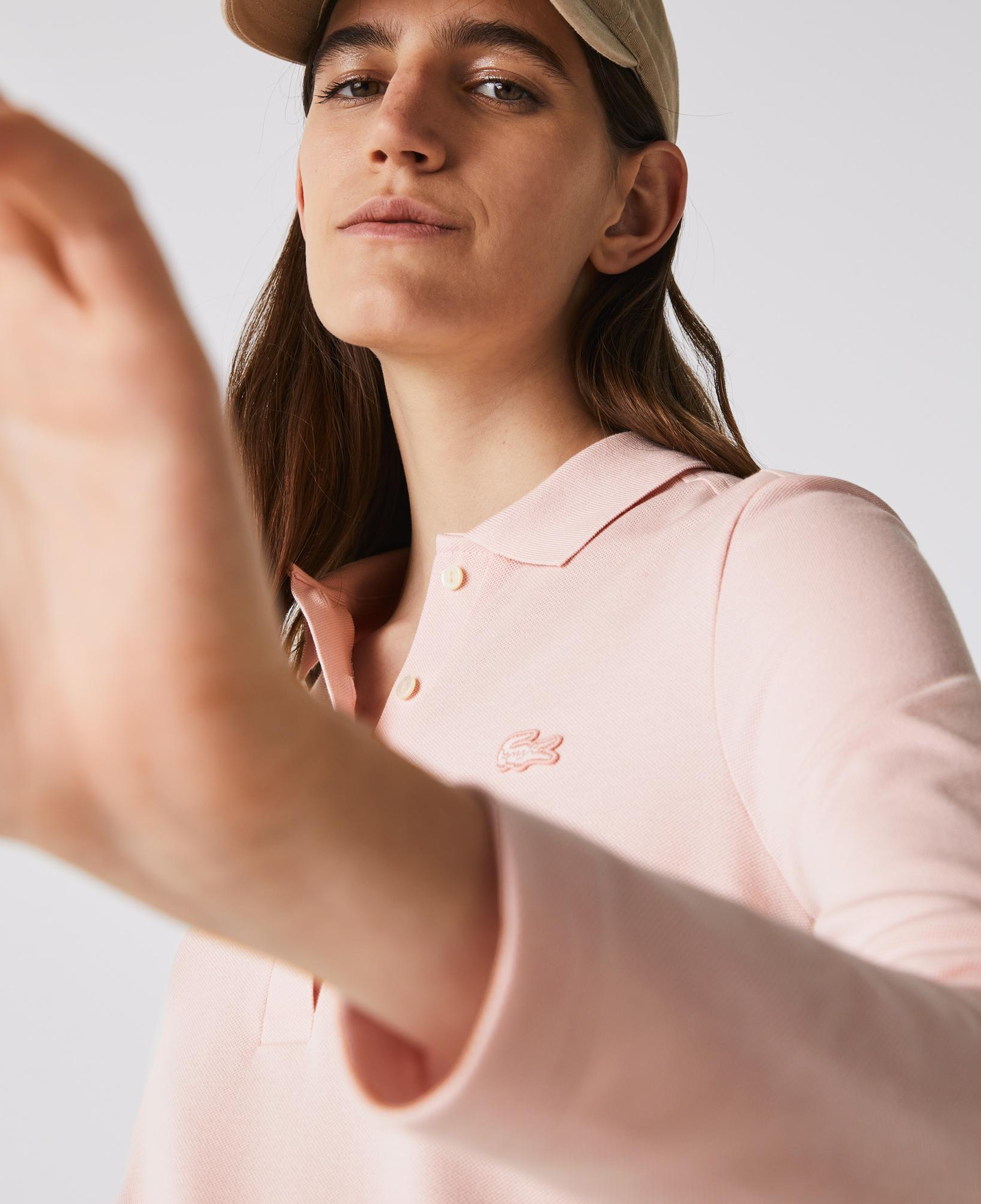 Lacoste Kadın Slim Fit Uzun Kollu Pembe Polo