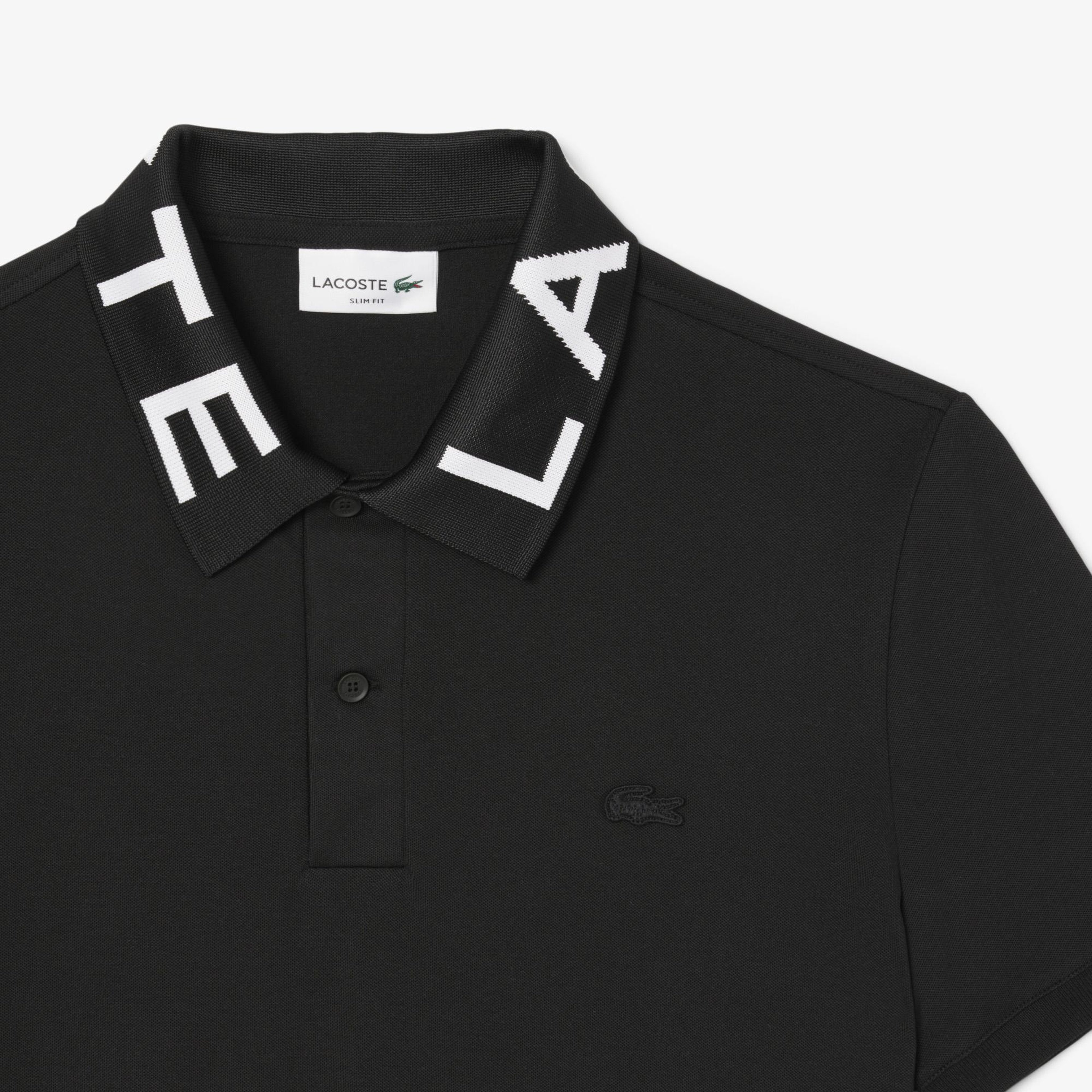 Lacoste Erkek Slim Fit Baskılı Siyah Polo