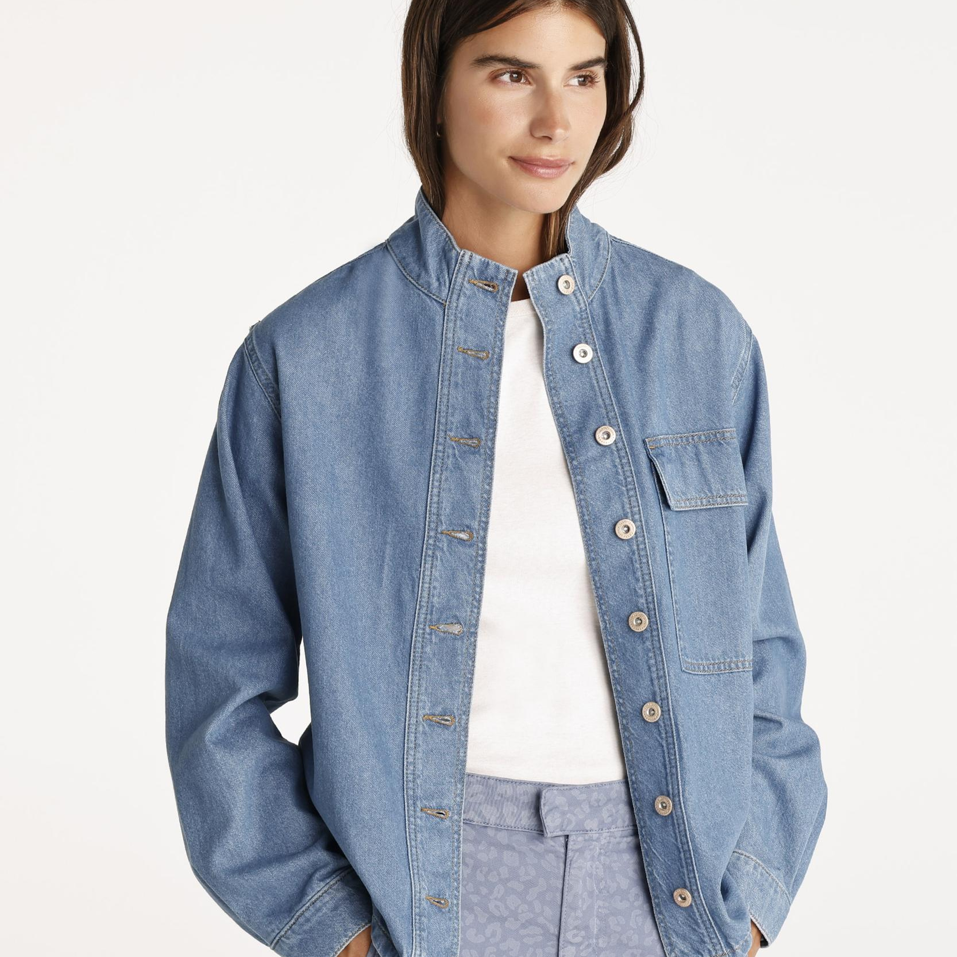 YARGICI Cepli Yüksek Yaka Denim Gömlek