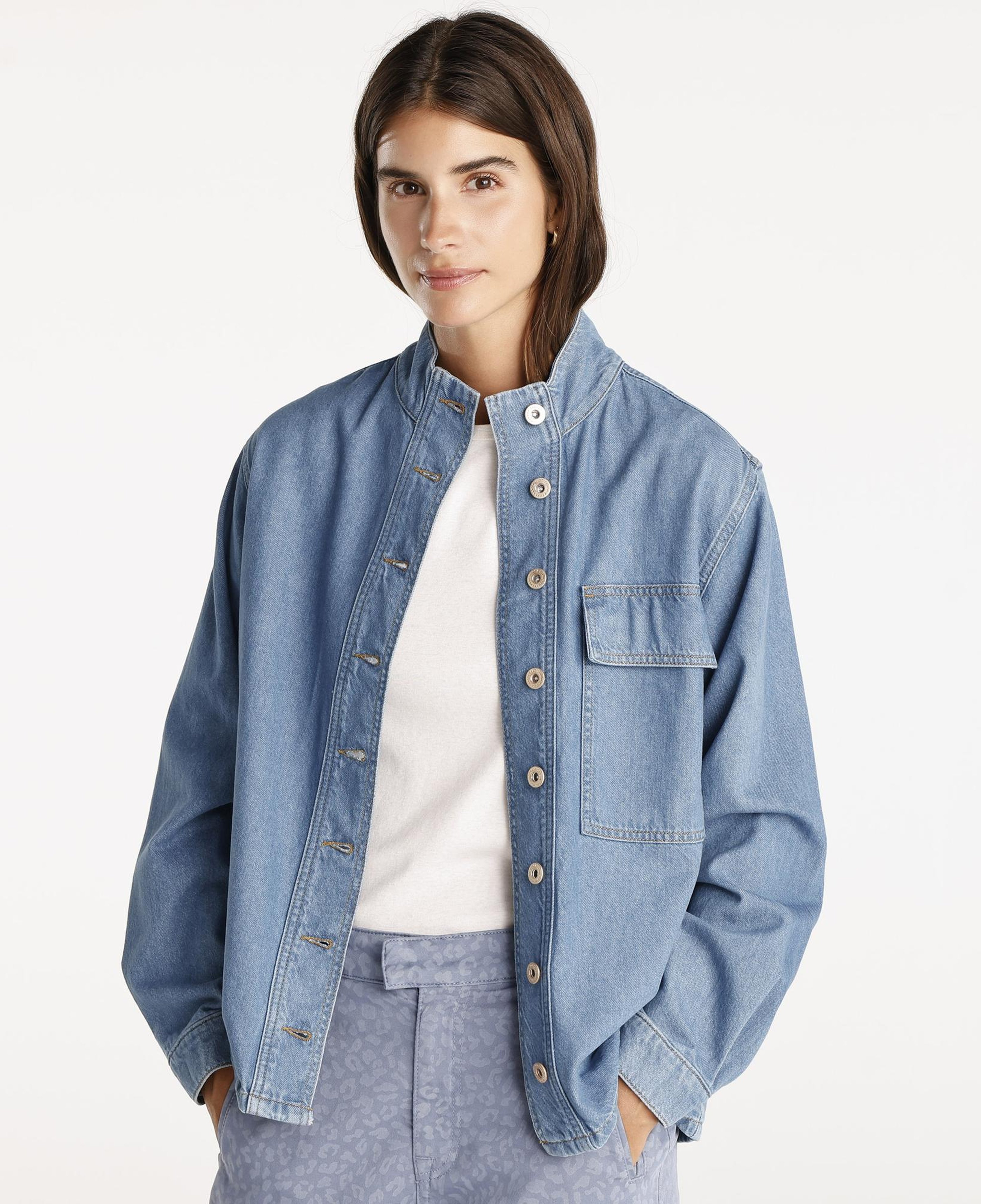 YARGICI Cepli Yüksek Yaka Denim Gömlek