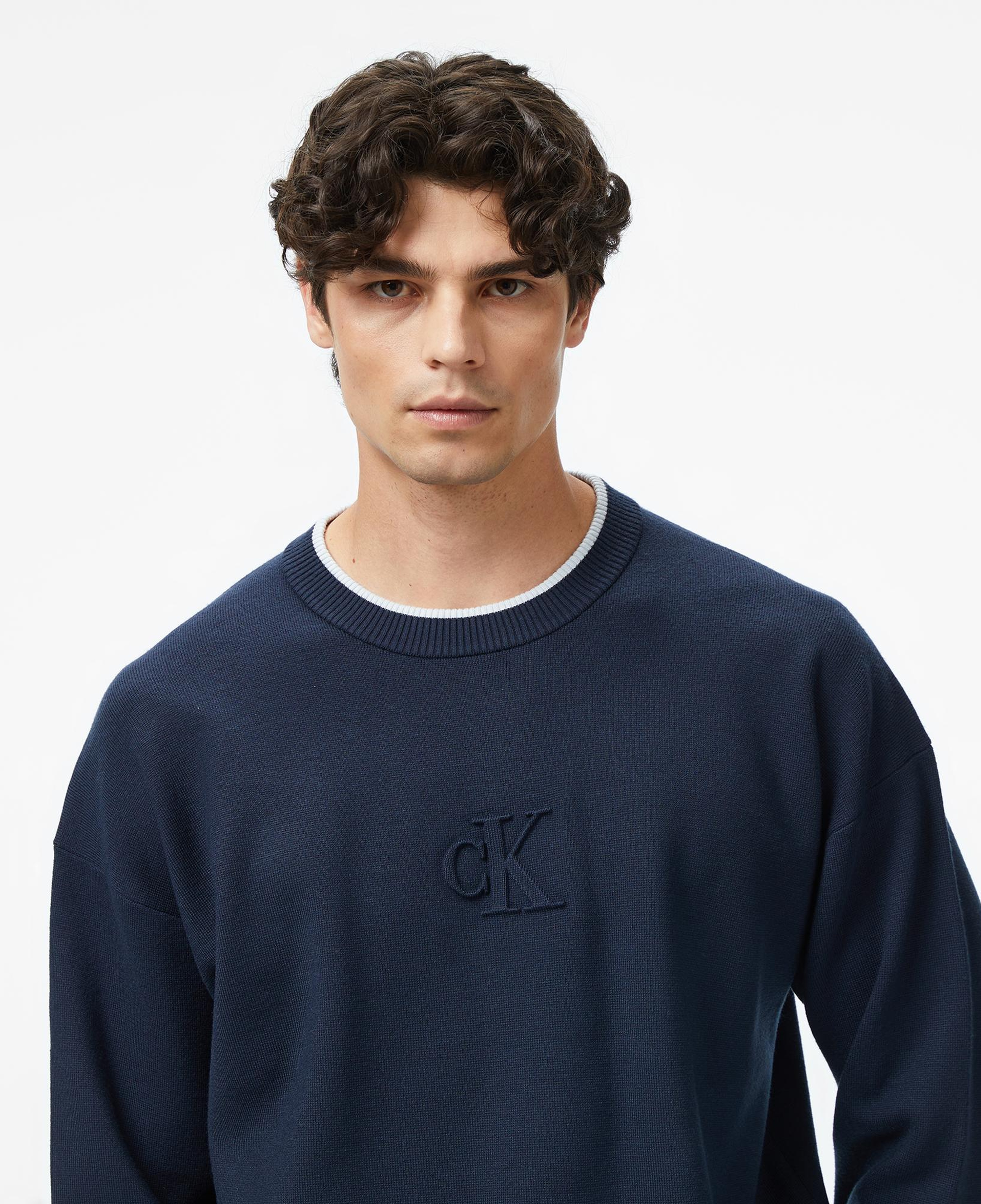 Calvin Klein Embossed Logo Erkek Lacivert Triko