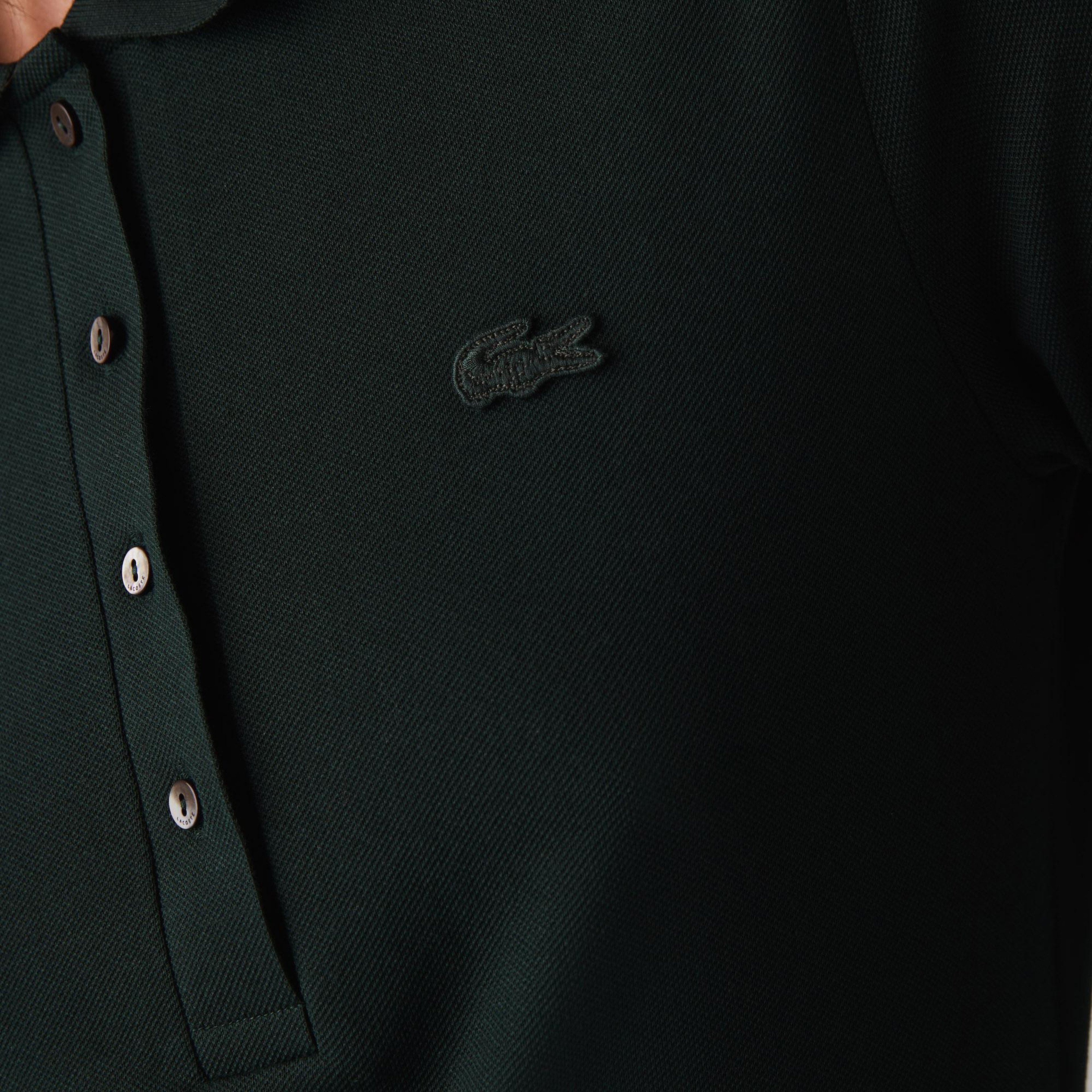 Lacoste Kadın Slim Fit Uzun Kollu Koyu Yeşil Polo