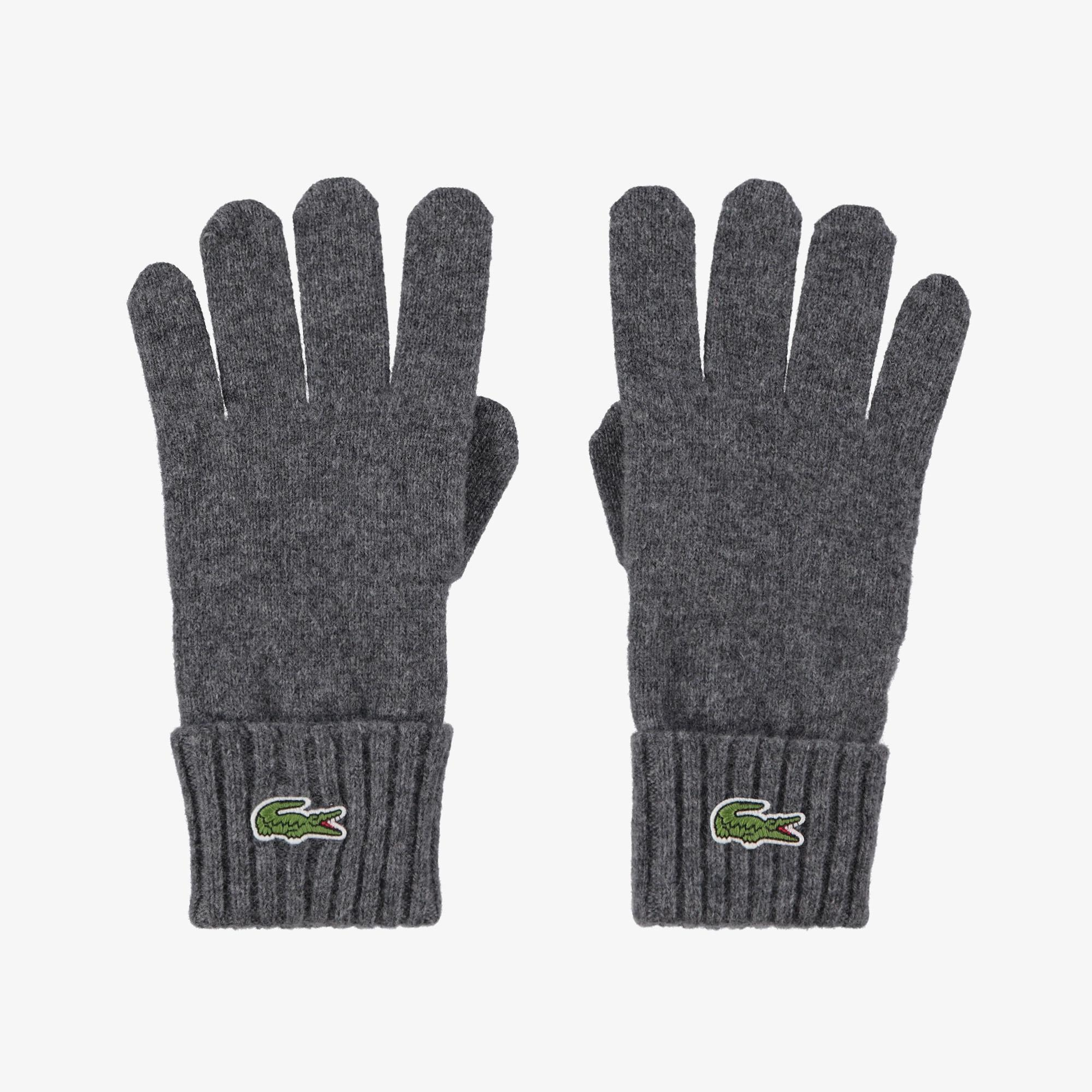 Lacoste Unisex Renk Bloklu Koyu Gri Eldiven