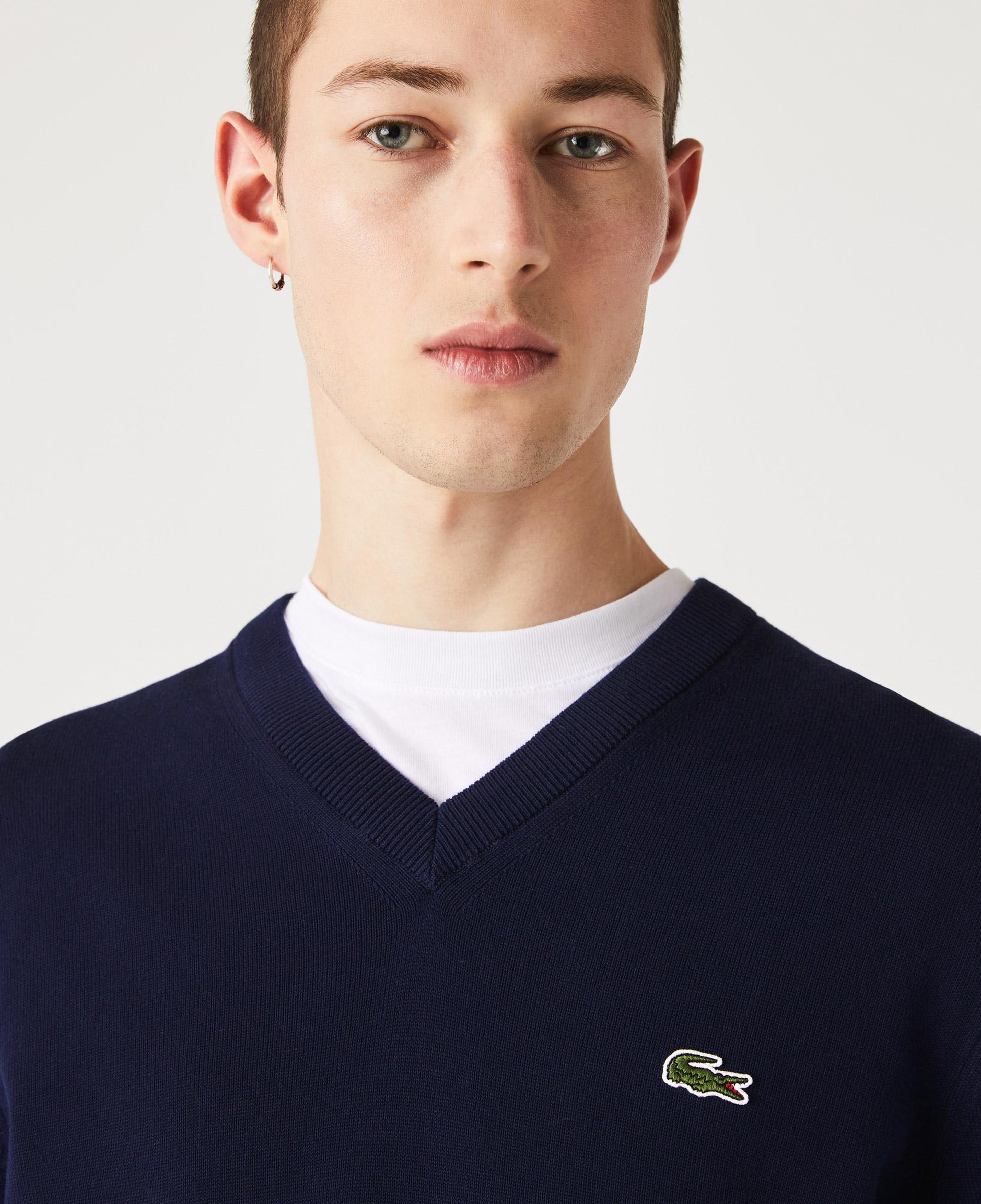 Lacoste Erkek Regular Fit V Yaka Lacivert Triko