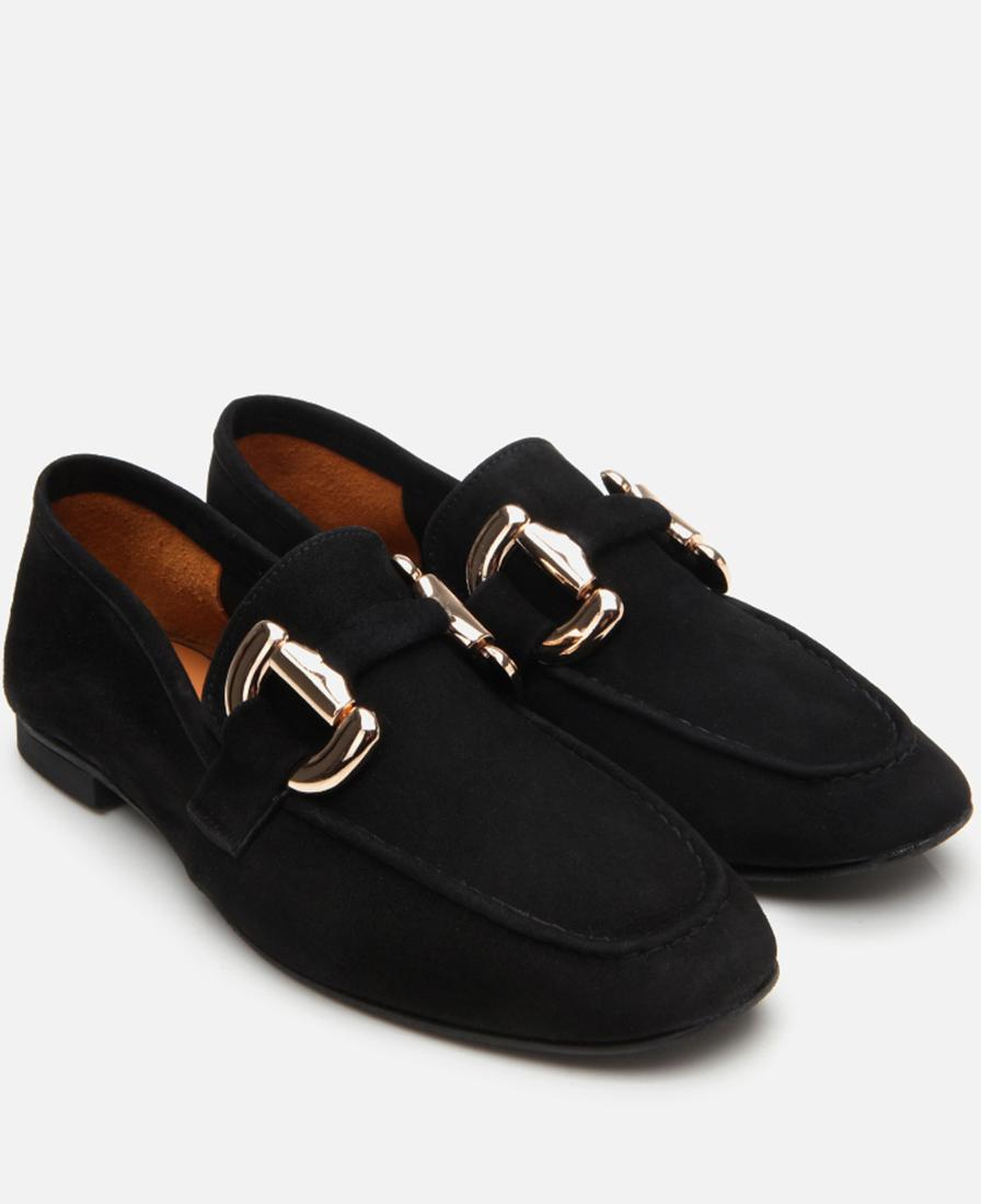 Kadın Süet Deri Siyah Tokalı Günlük Loafer