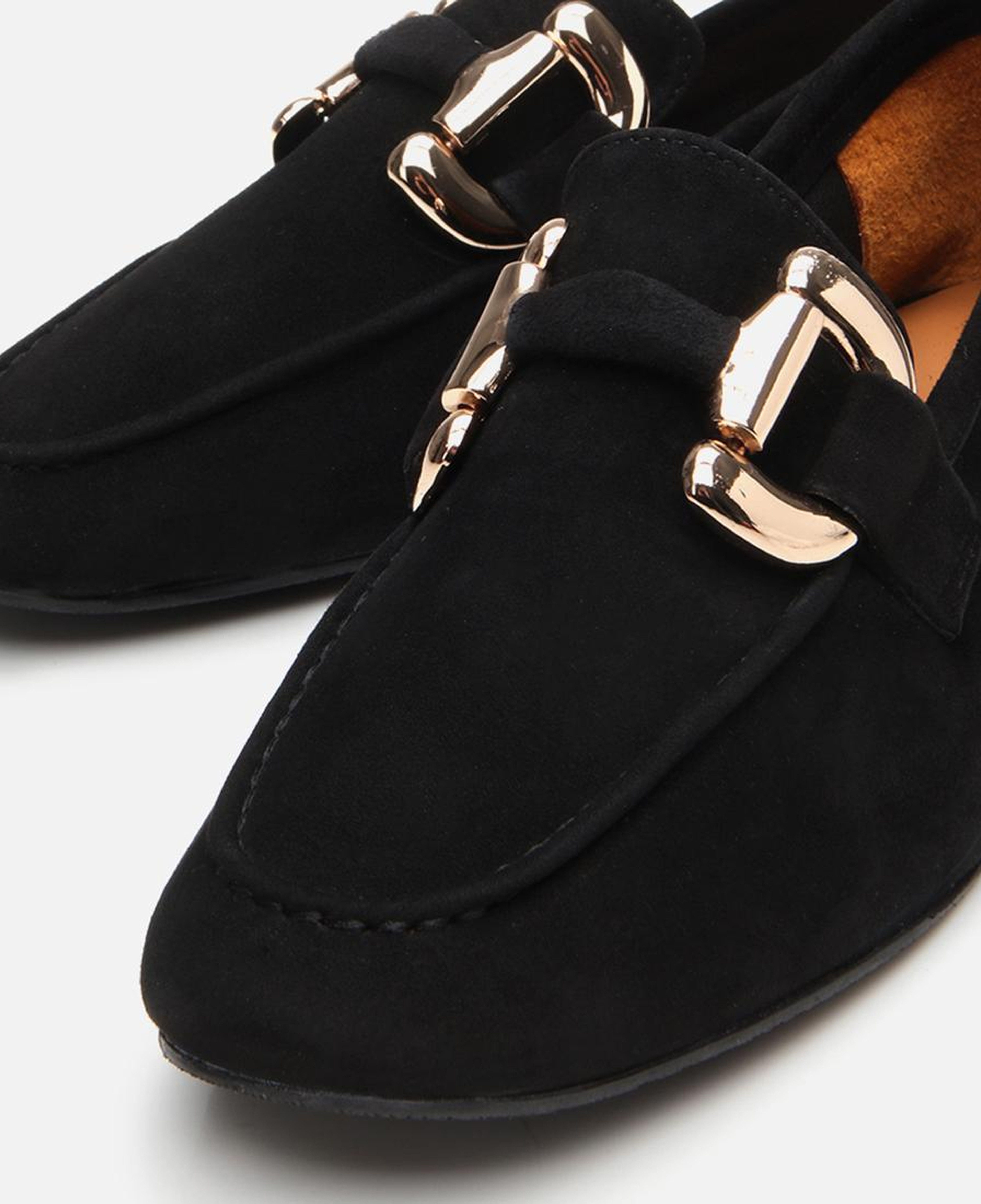 Kadın Süet Deri Siyah Tokalı Günlük Loafer