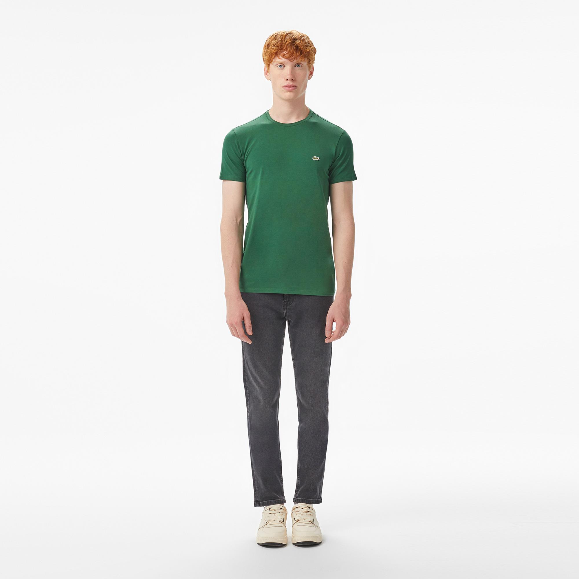 Lacoste Erkek Slim Fit Bisiklet Yaka Koyu Yeşil T-Shirt