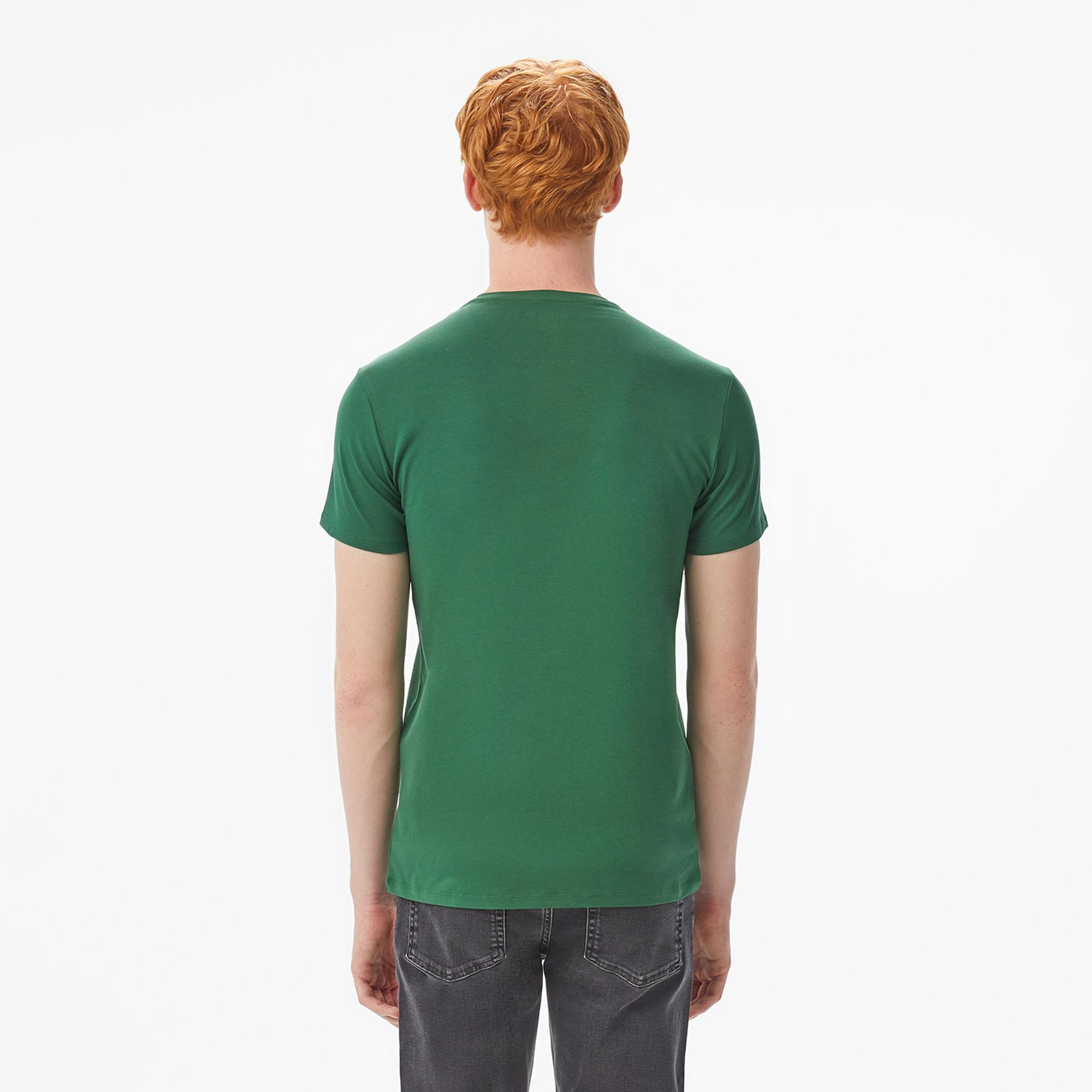 Lacoste Erkek Slim Fit Bisiklet Yaka Koyu Yeşil T-Shirt