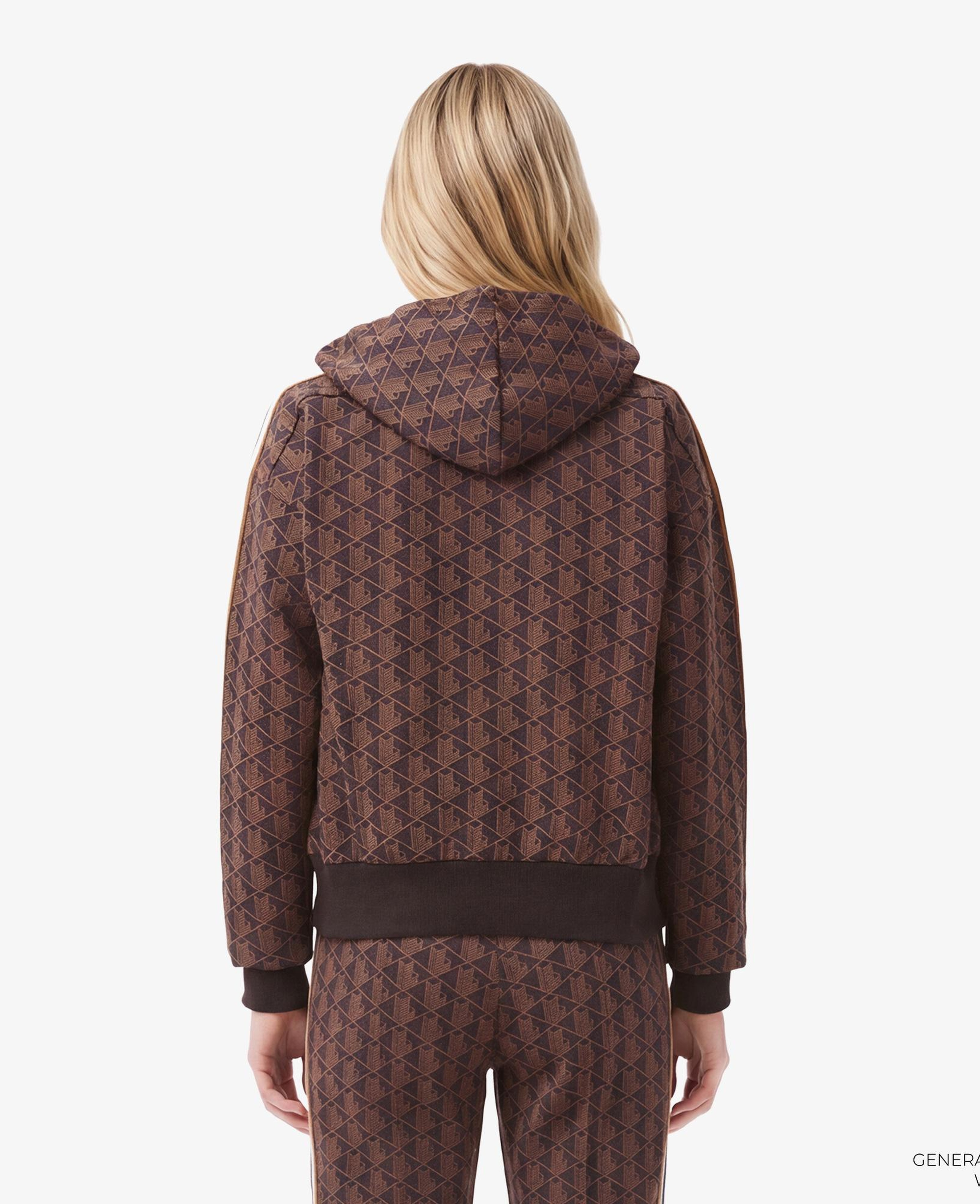 Lacoste Kadın Regular Fit Kapüşonlu Monogram Kahverengi Sweatshirt