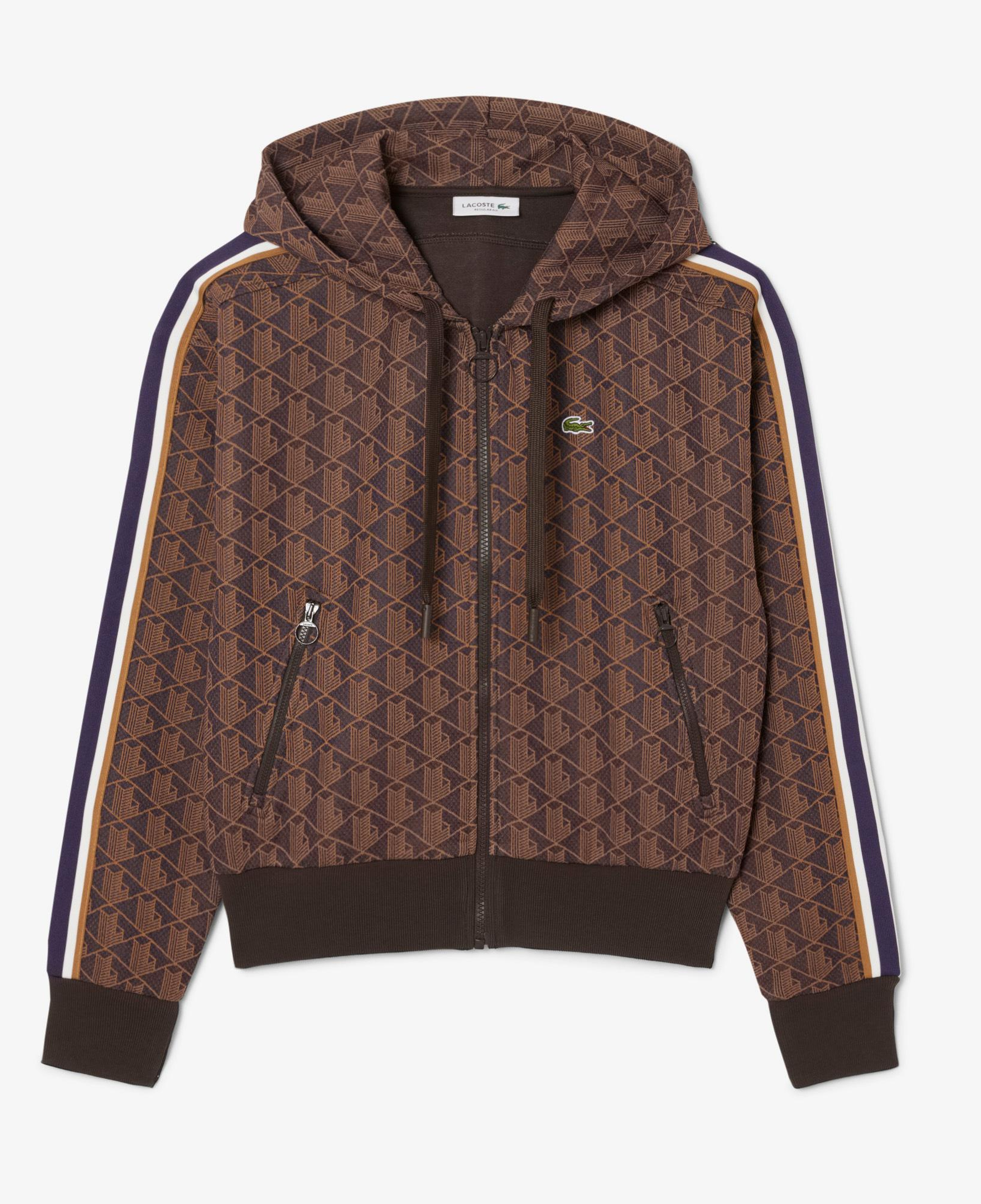 Lacoste Kadın Regular Fit Kapüşonlu Monogram Kahverengi Sweatshirt