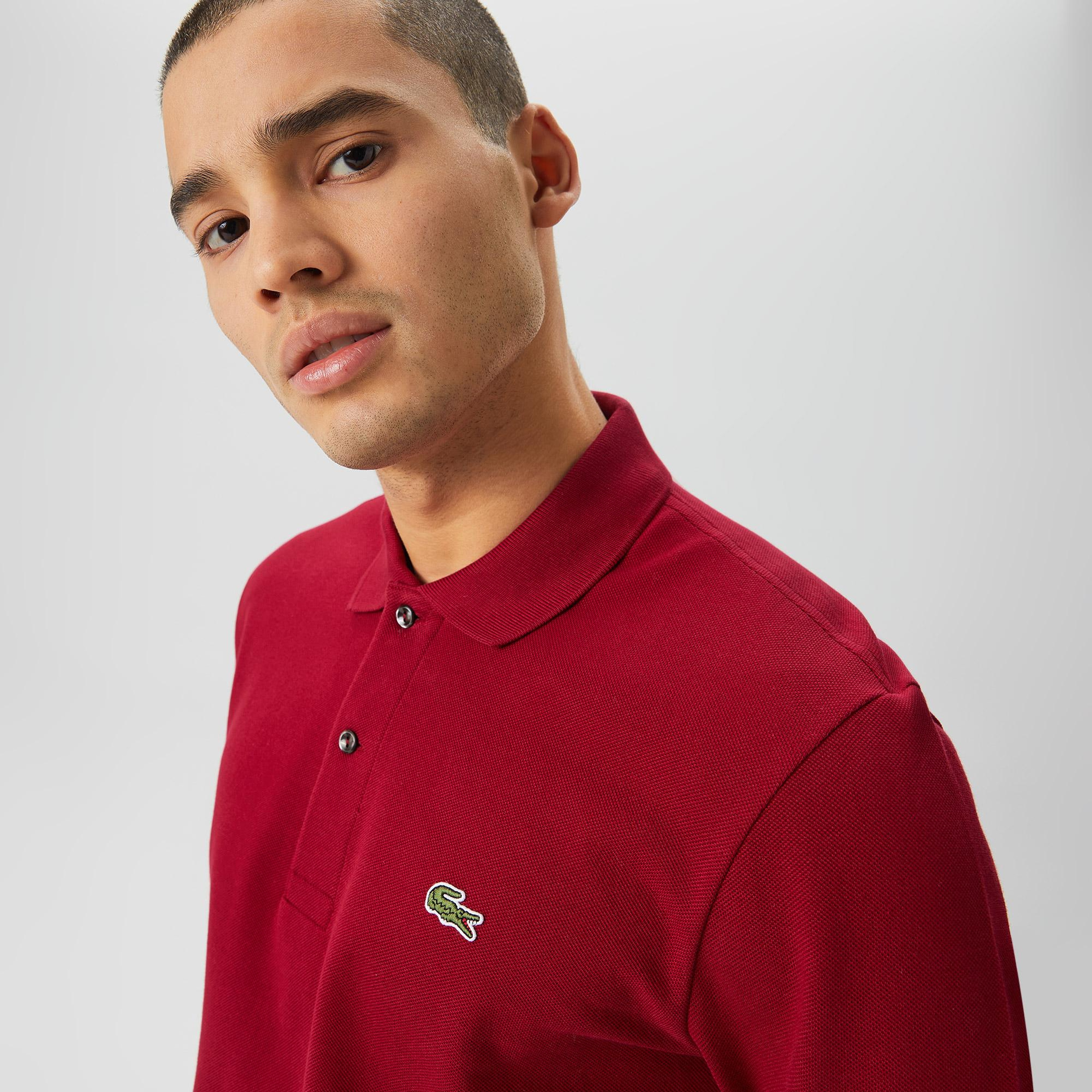 Lacoste Erkek Classic Fit Uzun Kollu Bordo Polo
