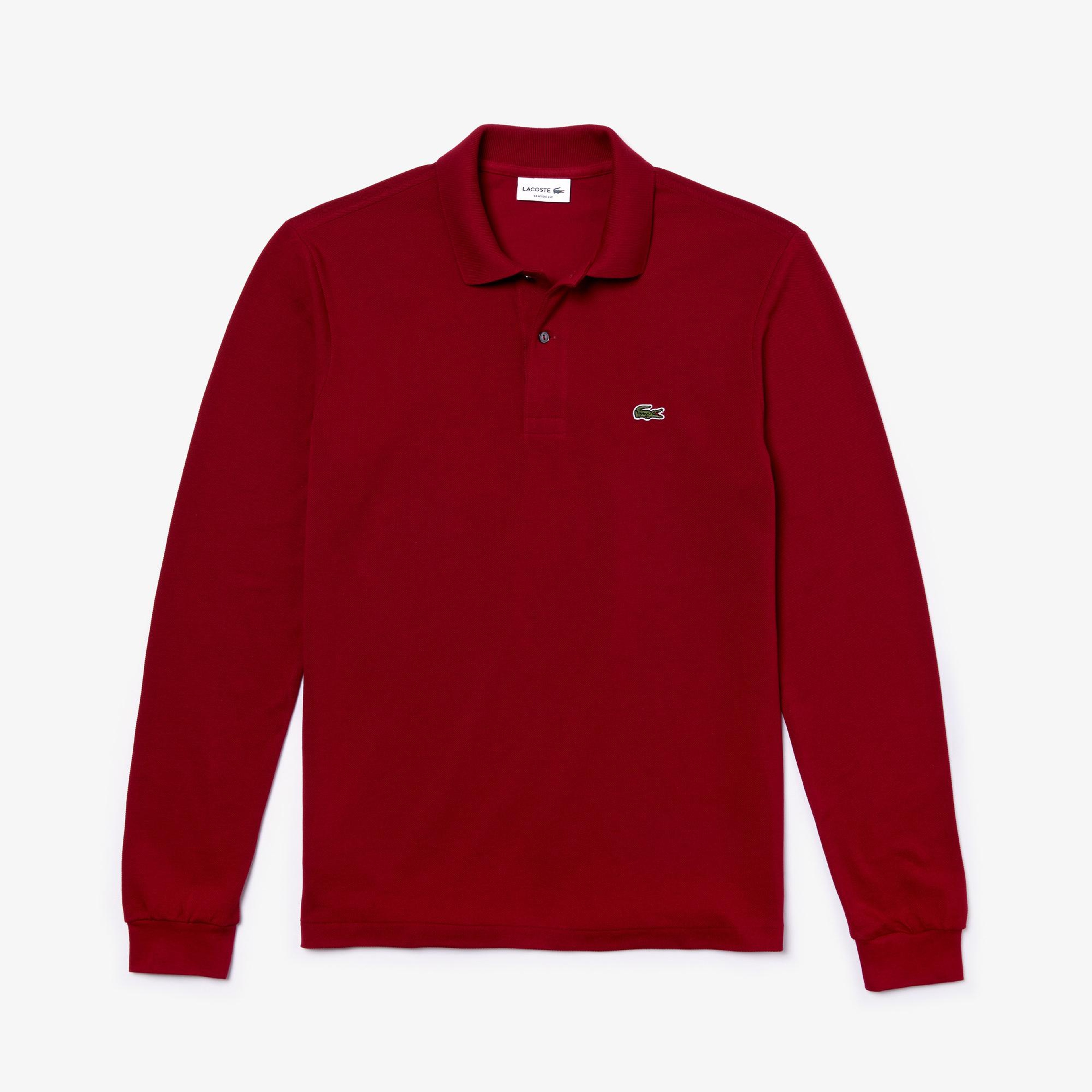 Lacoste Erkek Classic Fit Uzun Kollu Bordo Polo