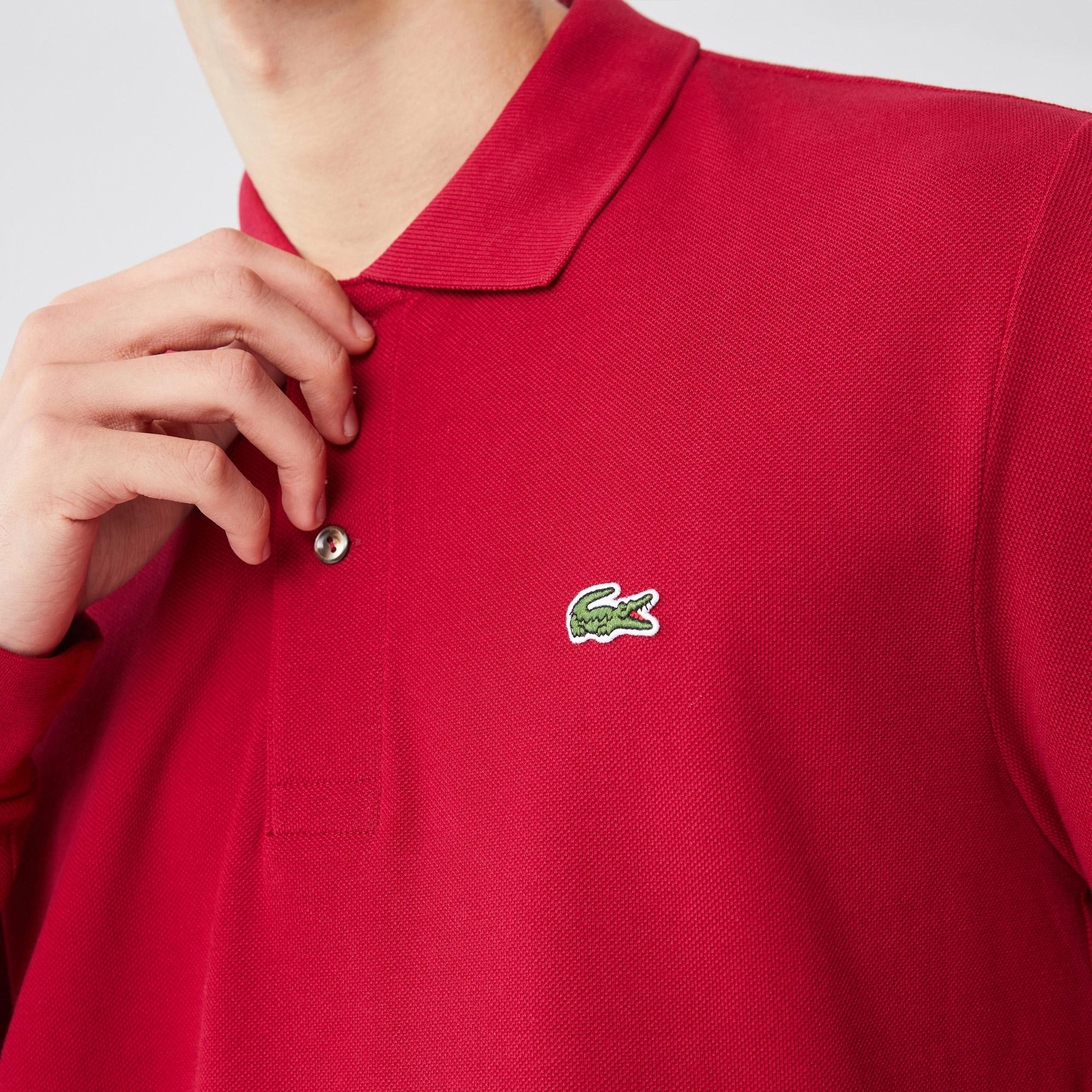 Lacoste Erkek Classic Fit Uzun Kollu Bordo Polo