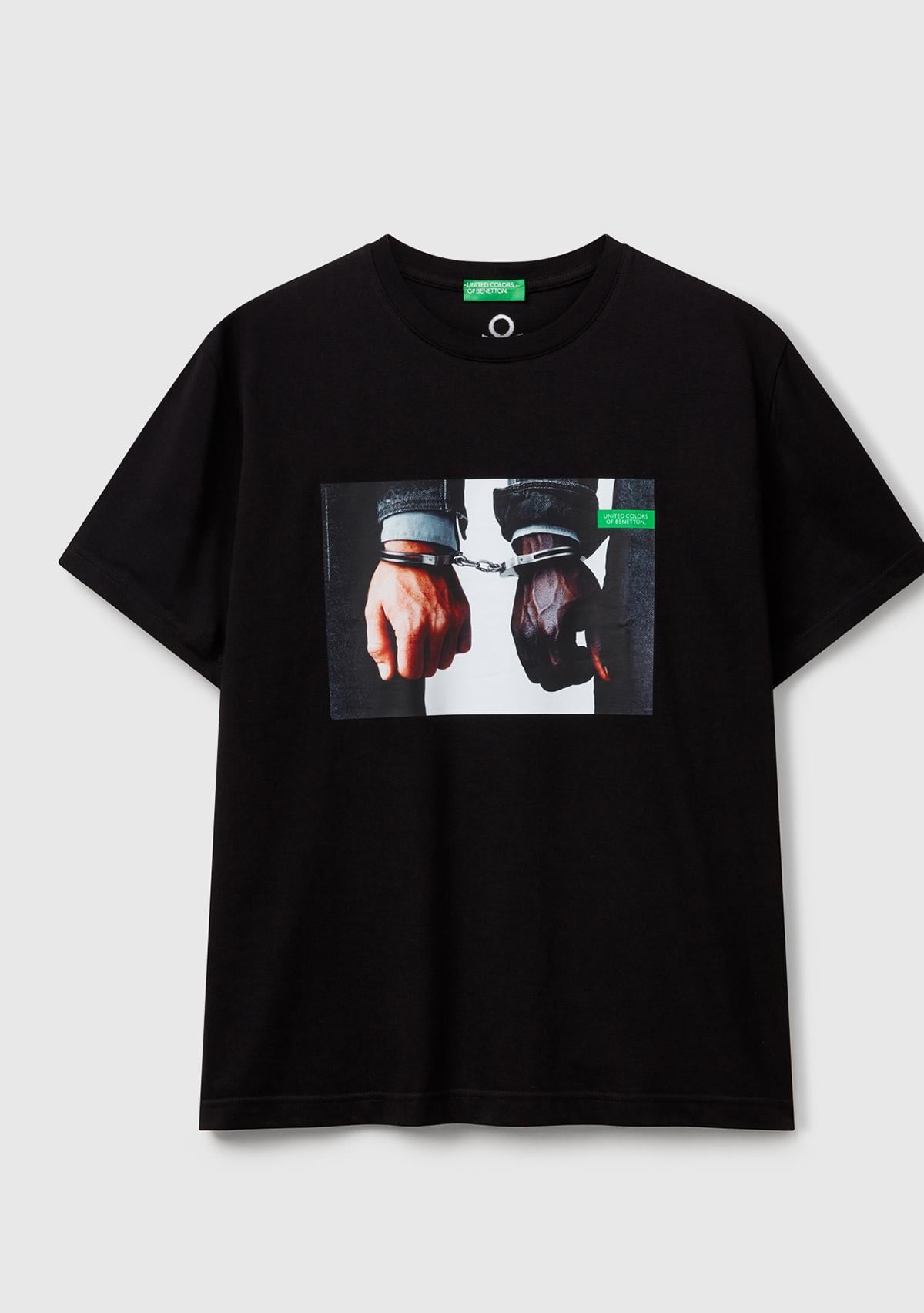Unisex Siyah %100 Koton Oliviero Toscani Fotoğraf Baskılı T-Shirt