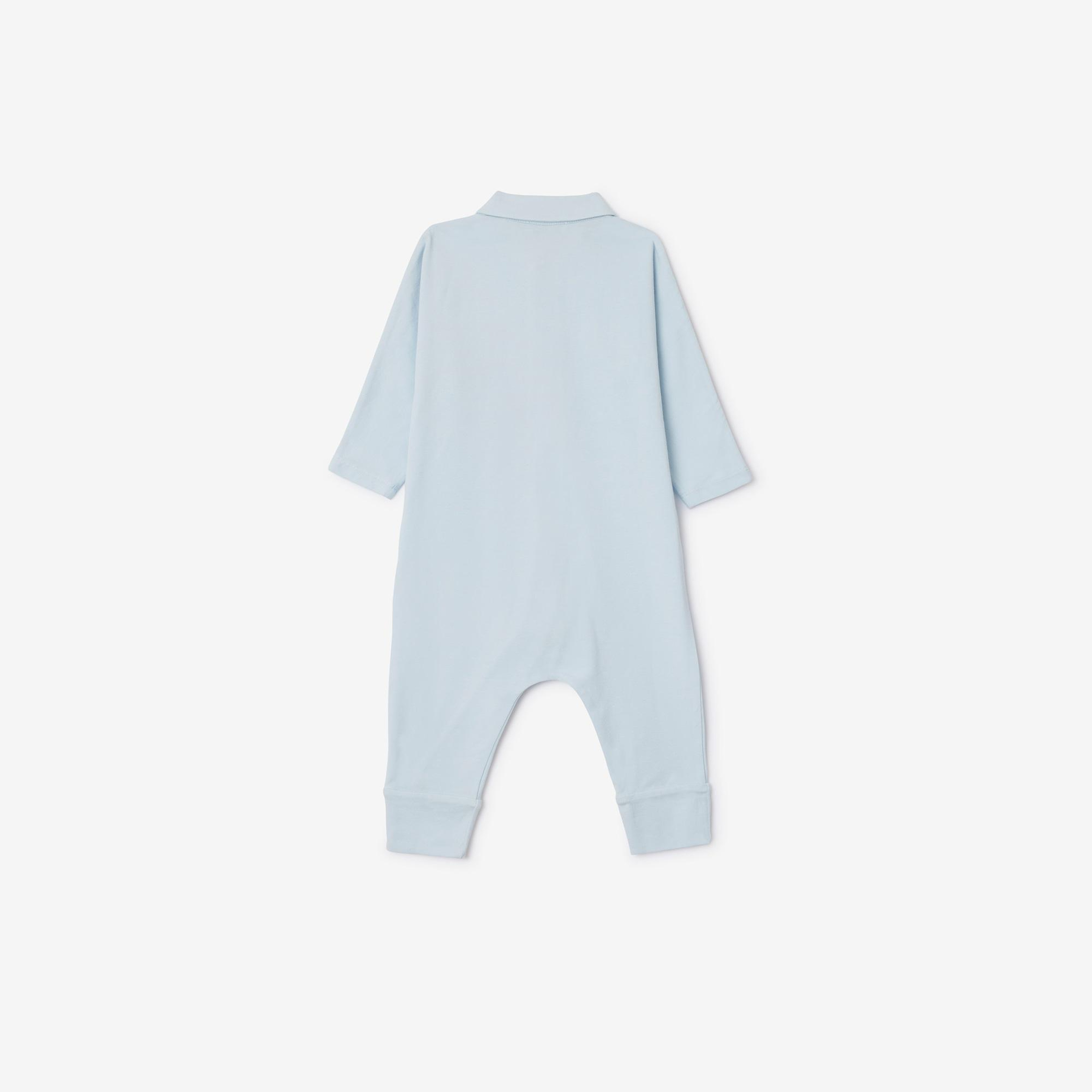 Burberry Hamilton Stretch Cotton Three-Piece Çocuk Mavi Bebek Takımı