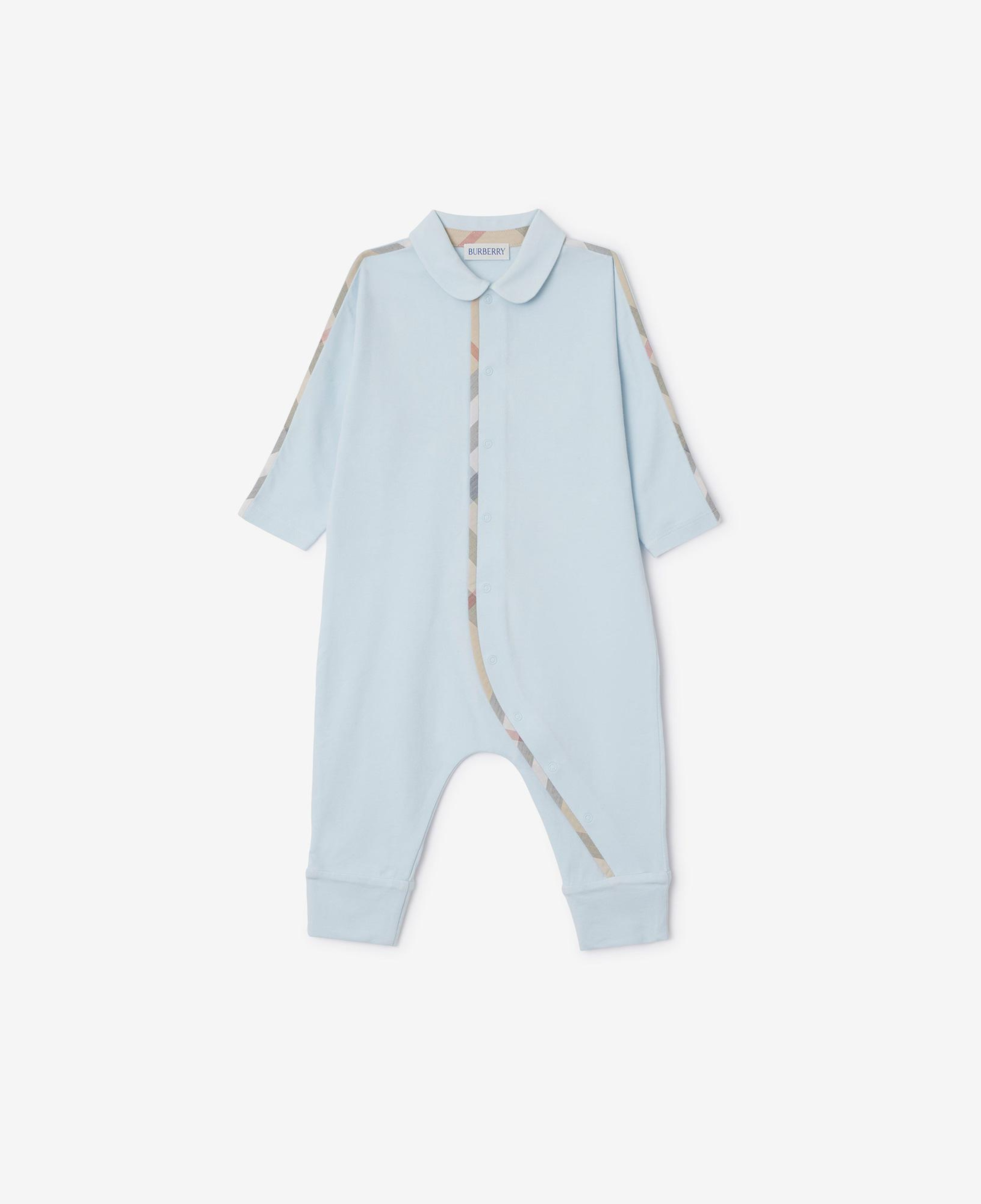 Burberry Hamilton Stretch Cotton Three-Piece Çocuk Mavi Bebek Takımı