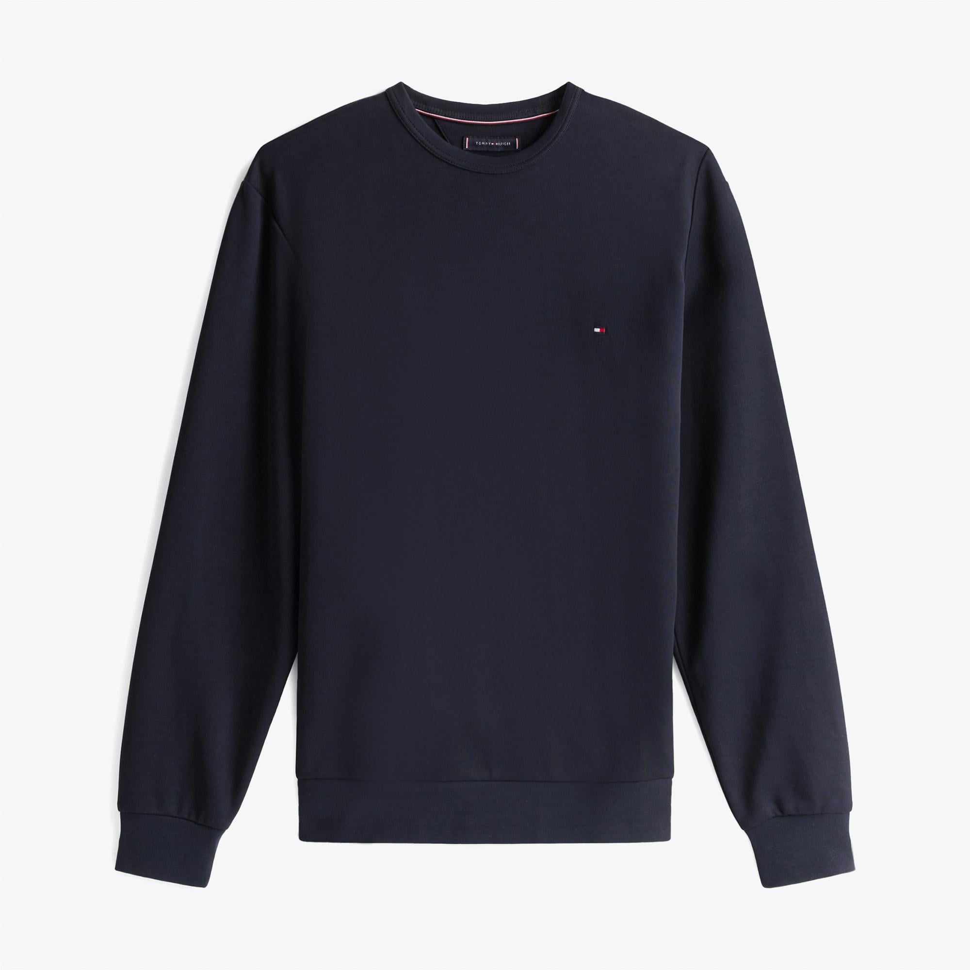 Tommy Hilfiger Essential Intechno Yuvarlak Yaka Erkek Lacivert Sweatshirt