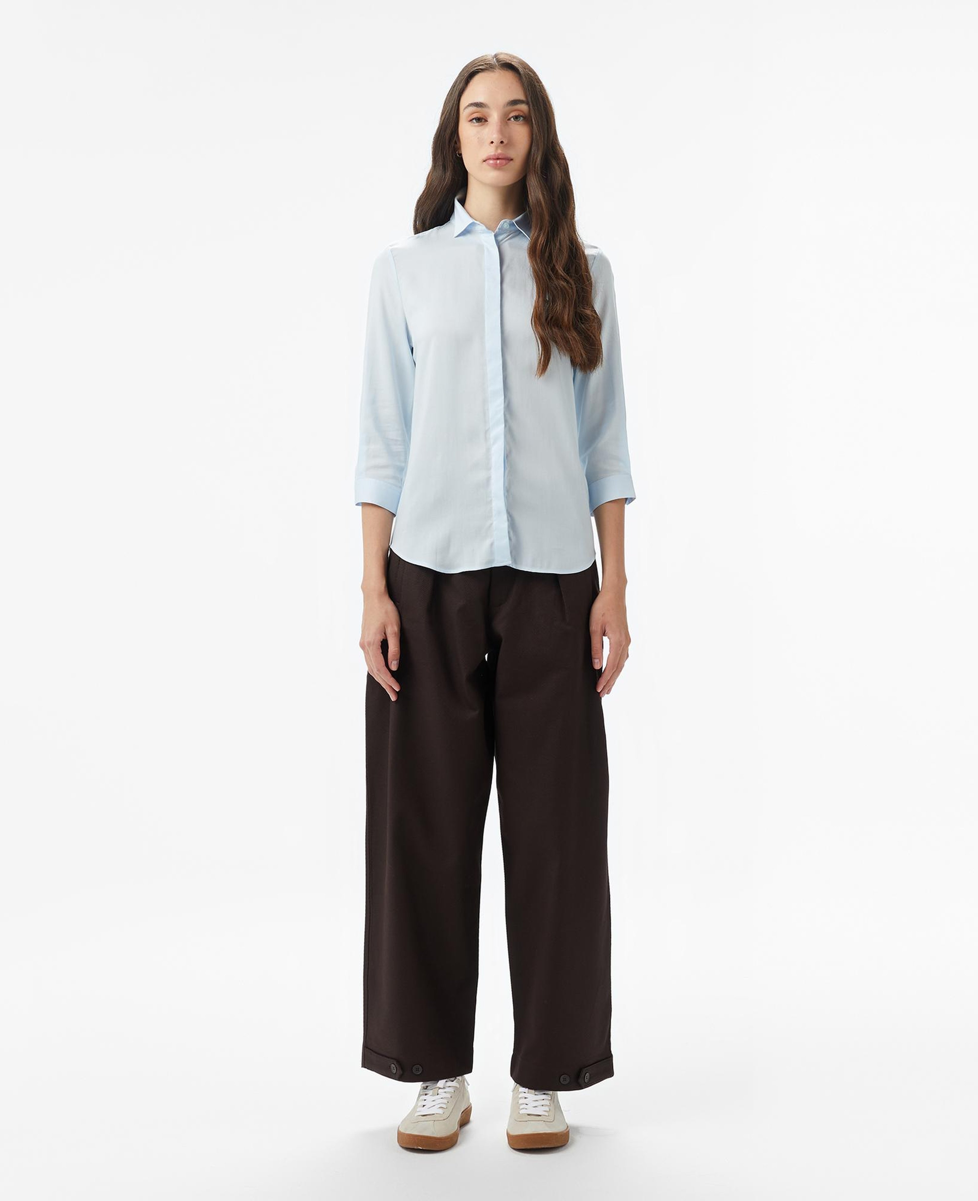 Lacoste Kadın Regular Fit Yarım Kol Açık Mavi Gömlek
