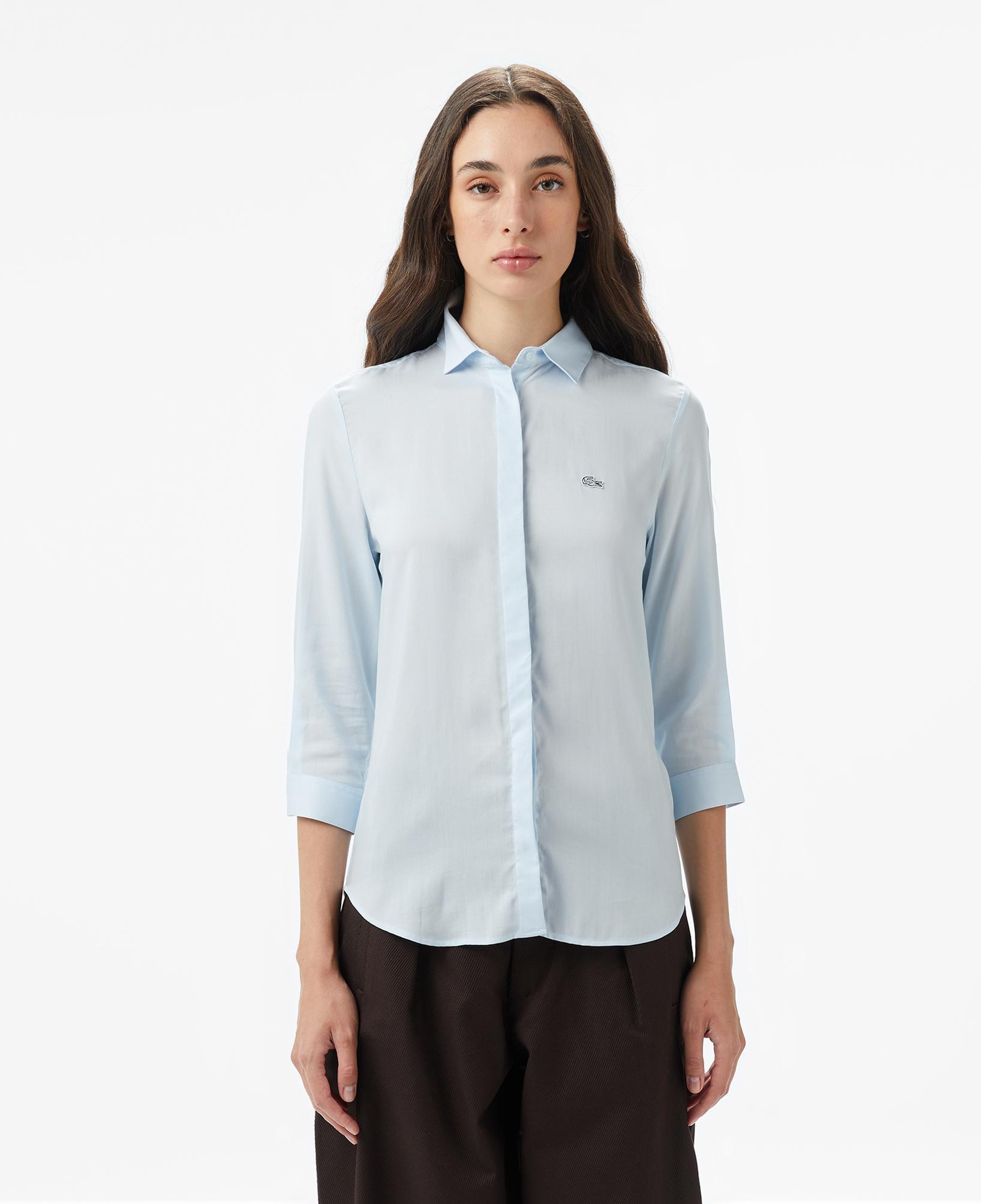 Lacoste Kadın Regular Fit Yarım Kol Açık Mavi Gömlek