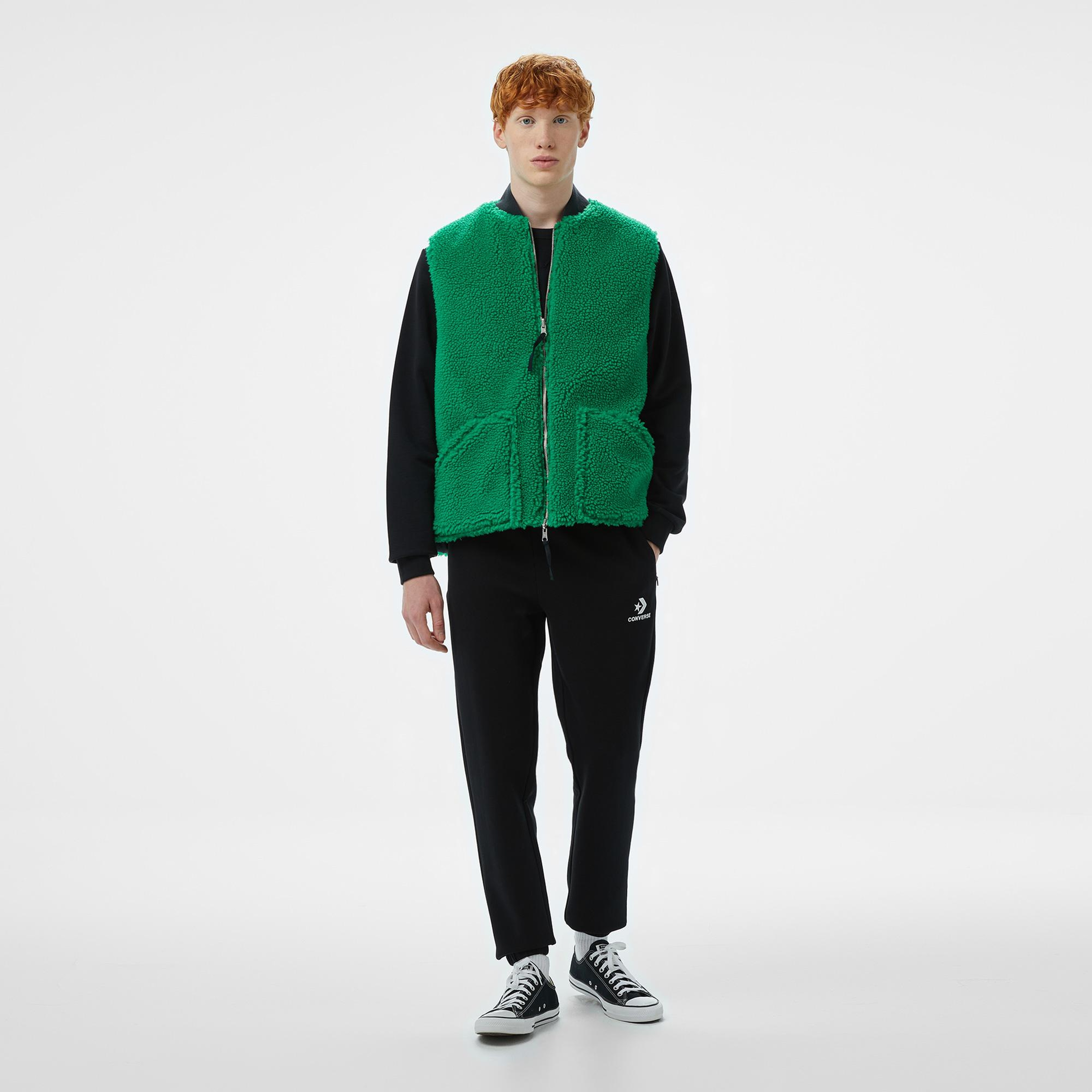 Converse Star Chevron Baskılı Erkek Oversize Fit Siyah Eşofman Altı