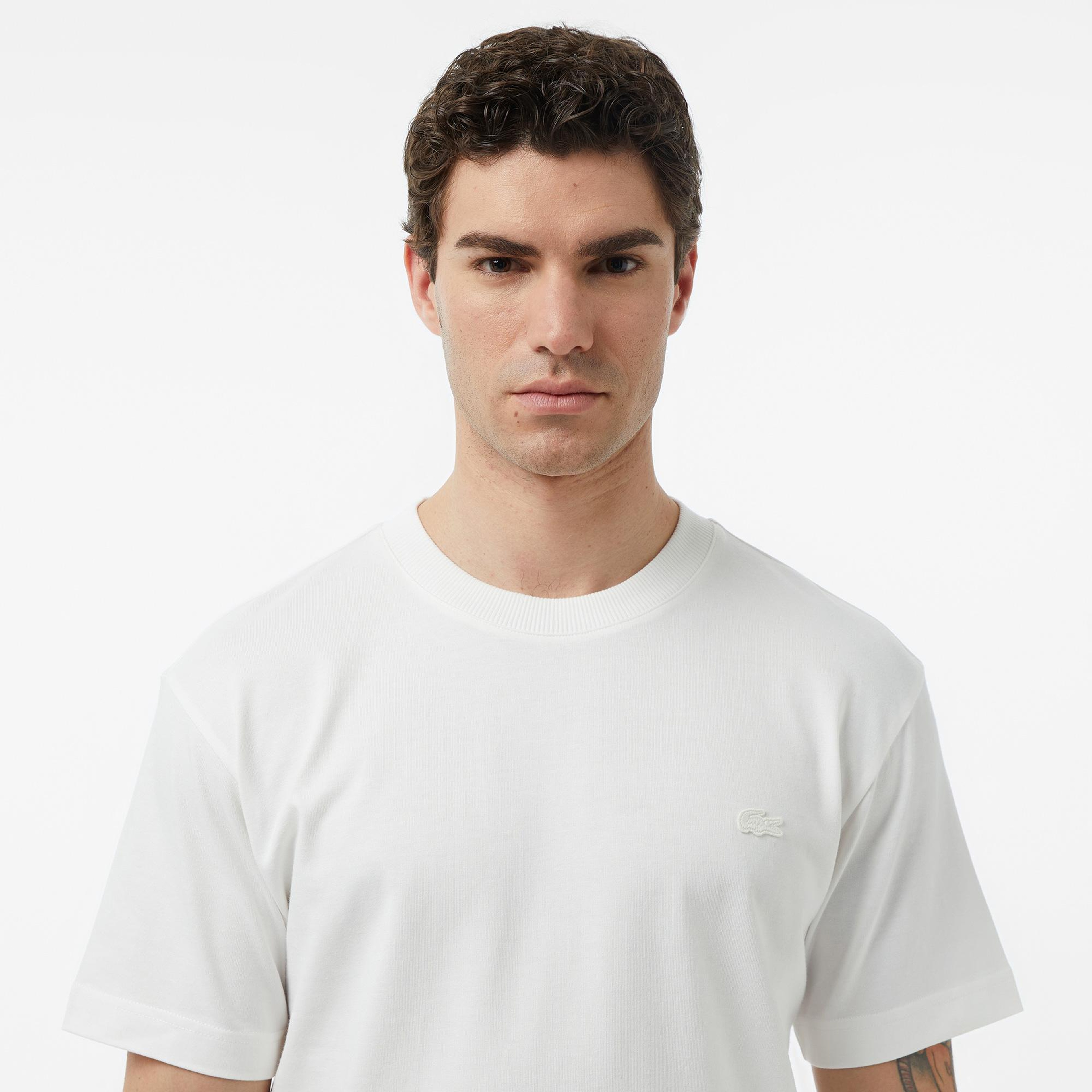 Erkek Relaxed Fit Bisiklet Yaka Beyaz T-Shirt