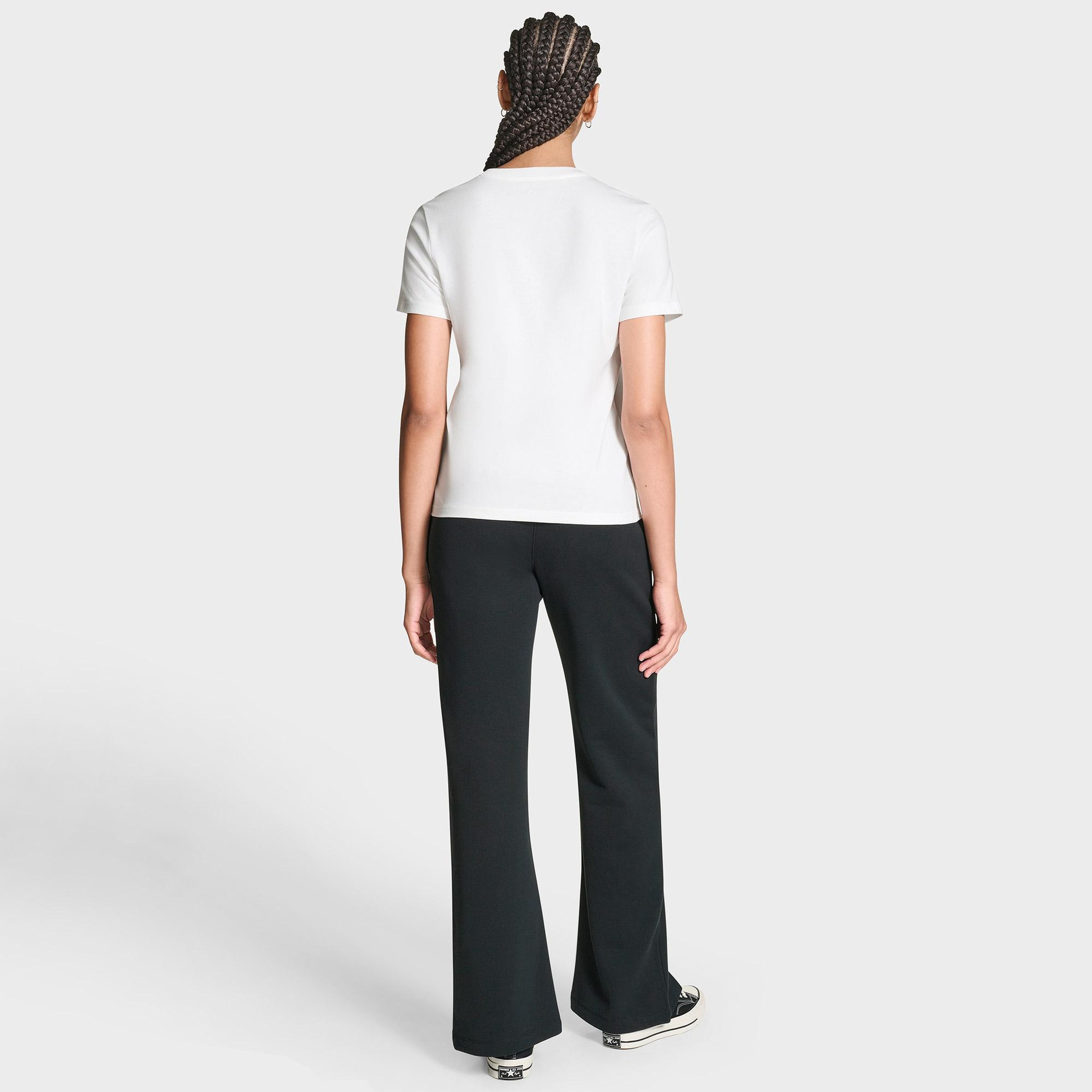 Converse Kadın Chuck Logolu Matalik  Beyaz T-Shirt