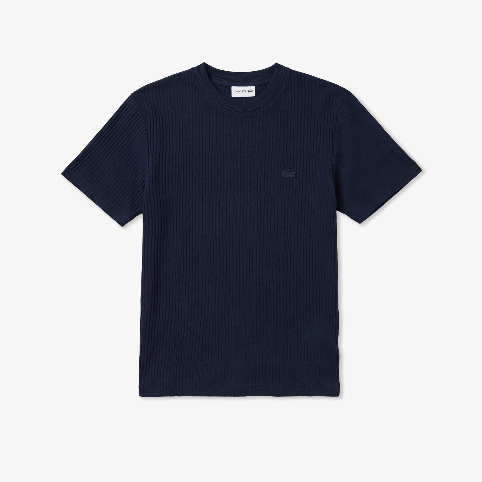 Lacoste Erkek Regular Fit Bisiklet Yaka Çizgili Lacivert T-Shirt