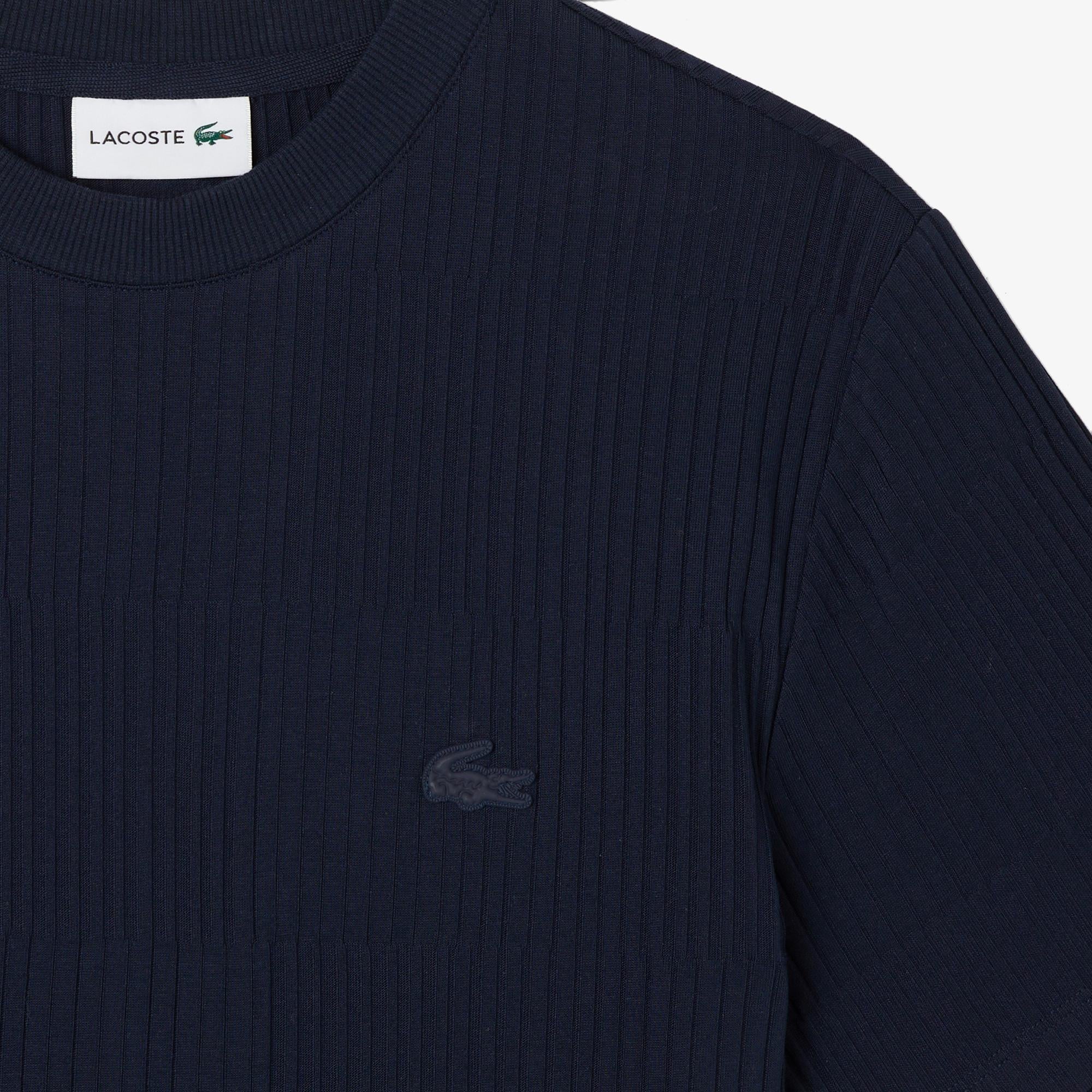 Lacoste Erkek Regular Fit Bisiklet Yaka Çizgili Lacivert T-Shirt