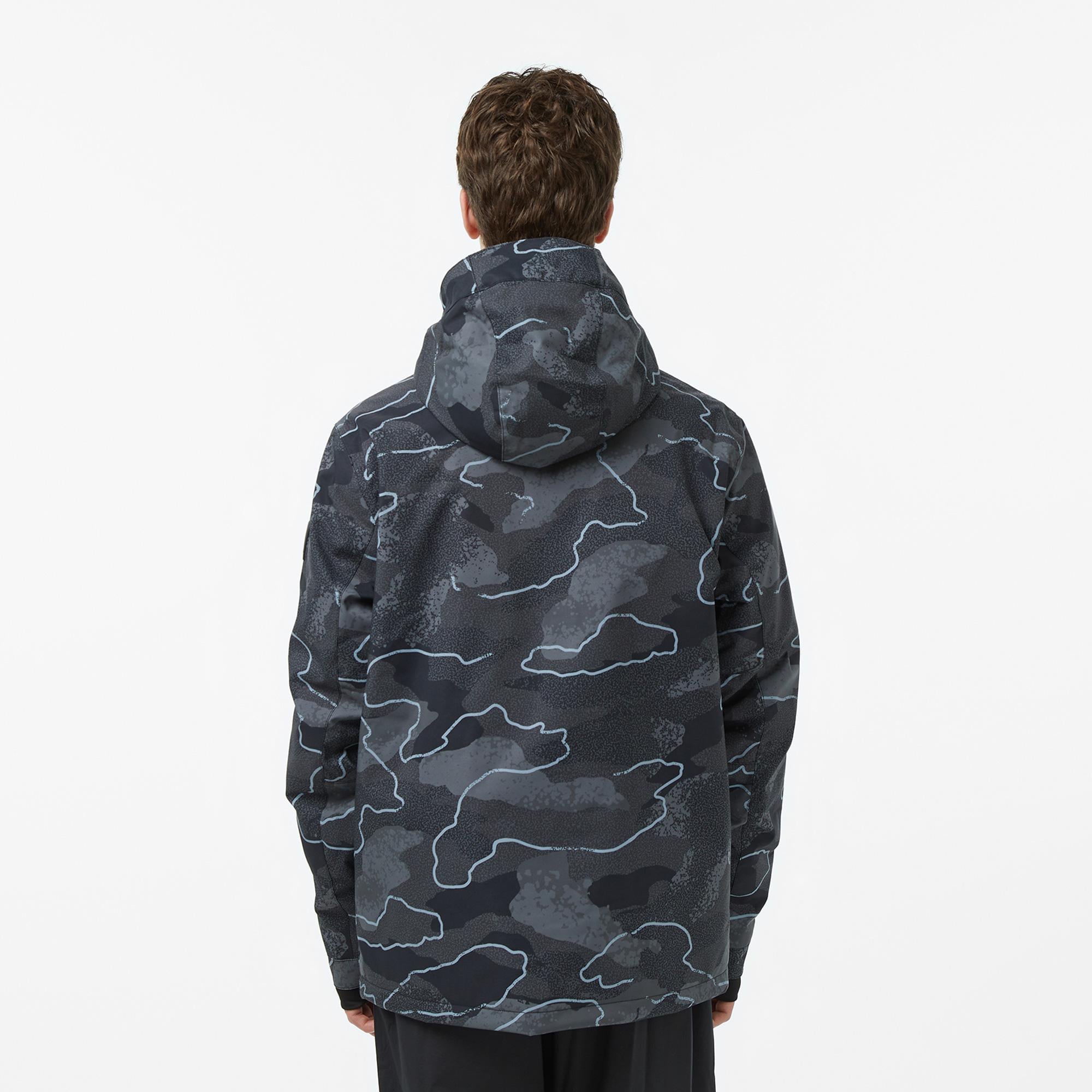 Quiksilver Mission Printed Block Erkek Gri Kayak Montu