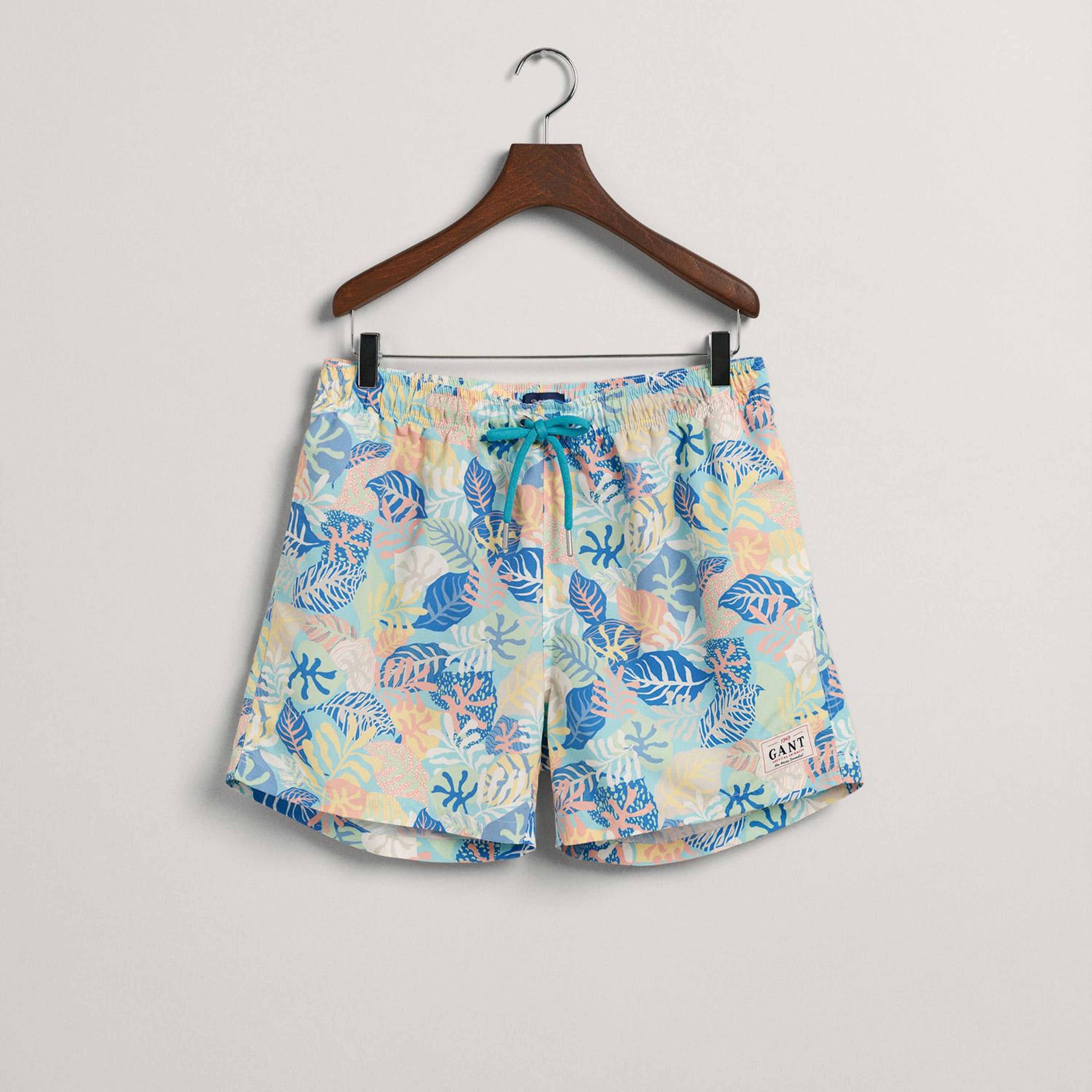 GANT Erkek Mavi Classic Fit Desenli Deniz Şortu