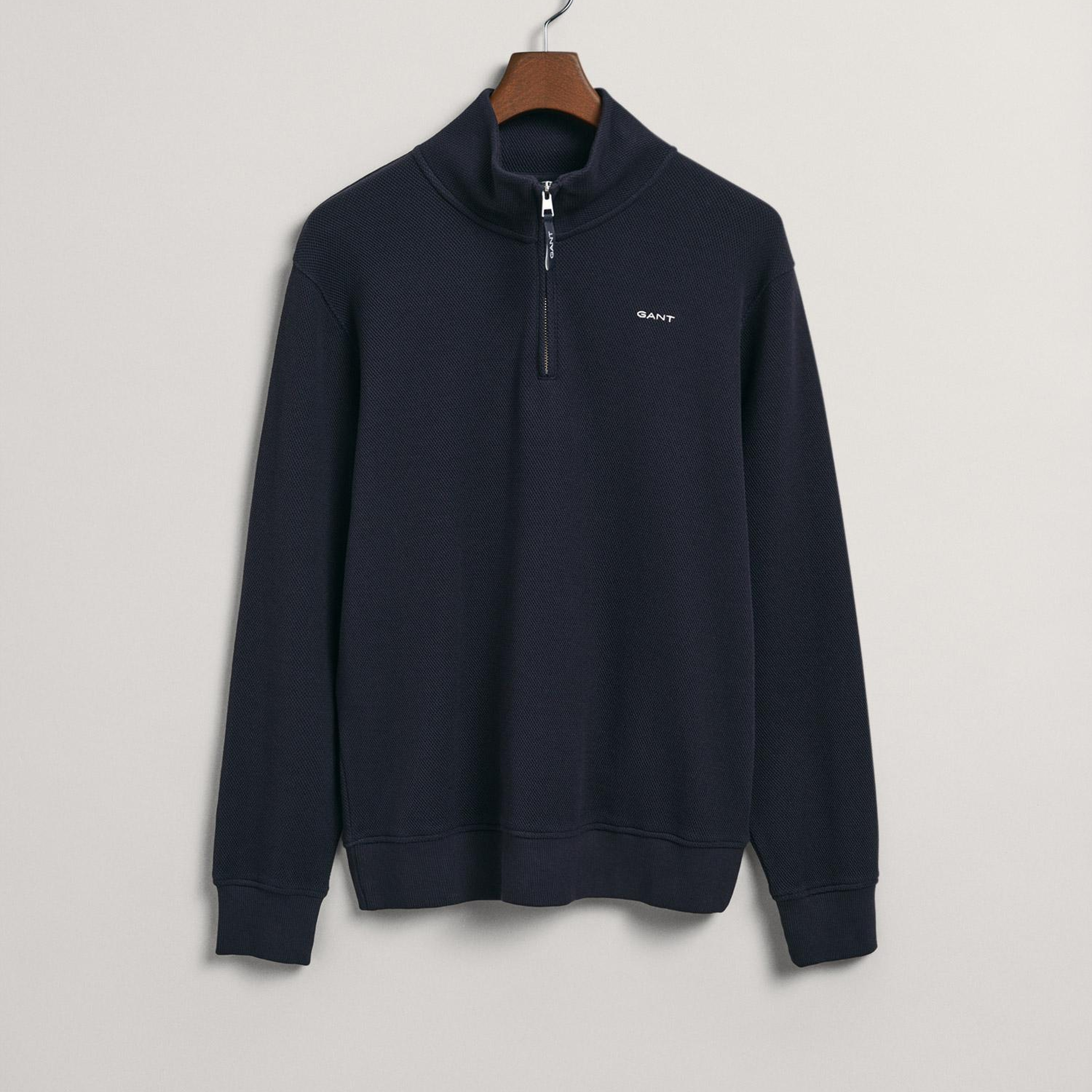 GANT Erkek Lacivert Regular Fit Yarım Fermuarlı Sweatshirt