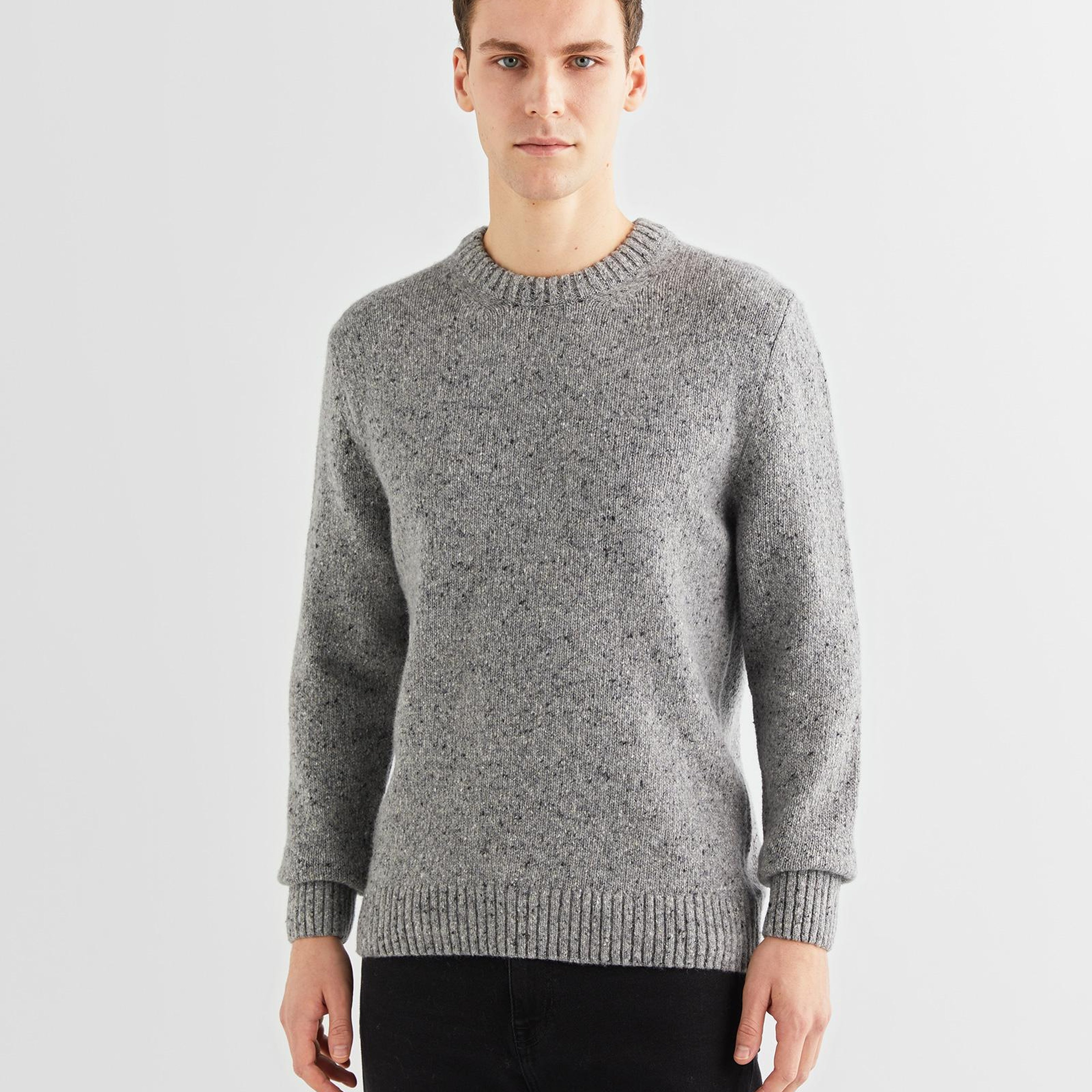 GANT Erkek Gri Regular Fit Bisiklet Yaka Kazak