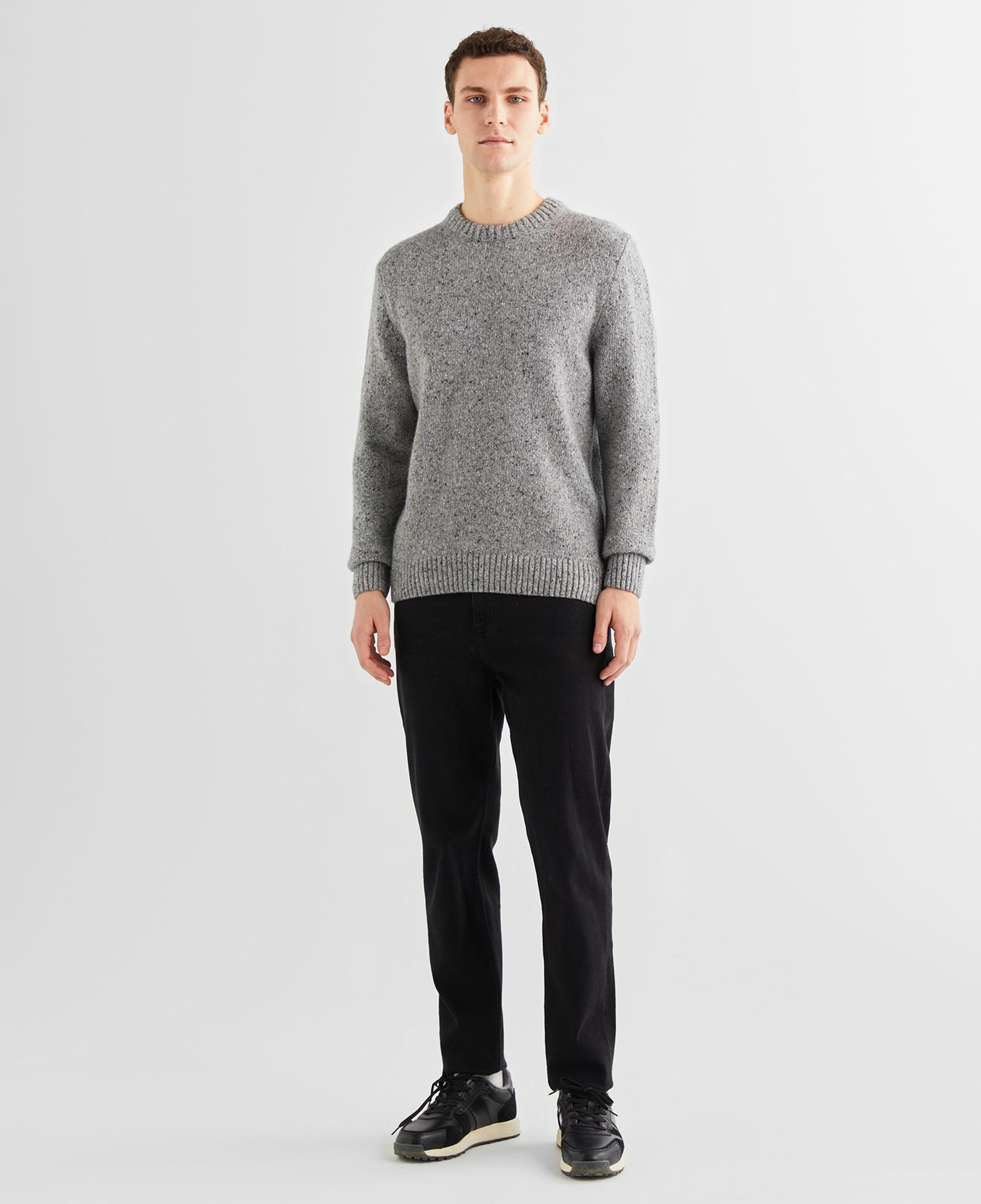 GANT Erkek Gri Regular Fit Bisiklet Yaka Kazak