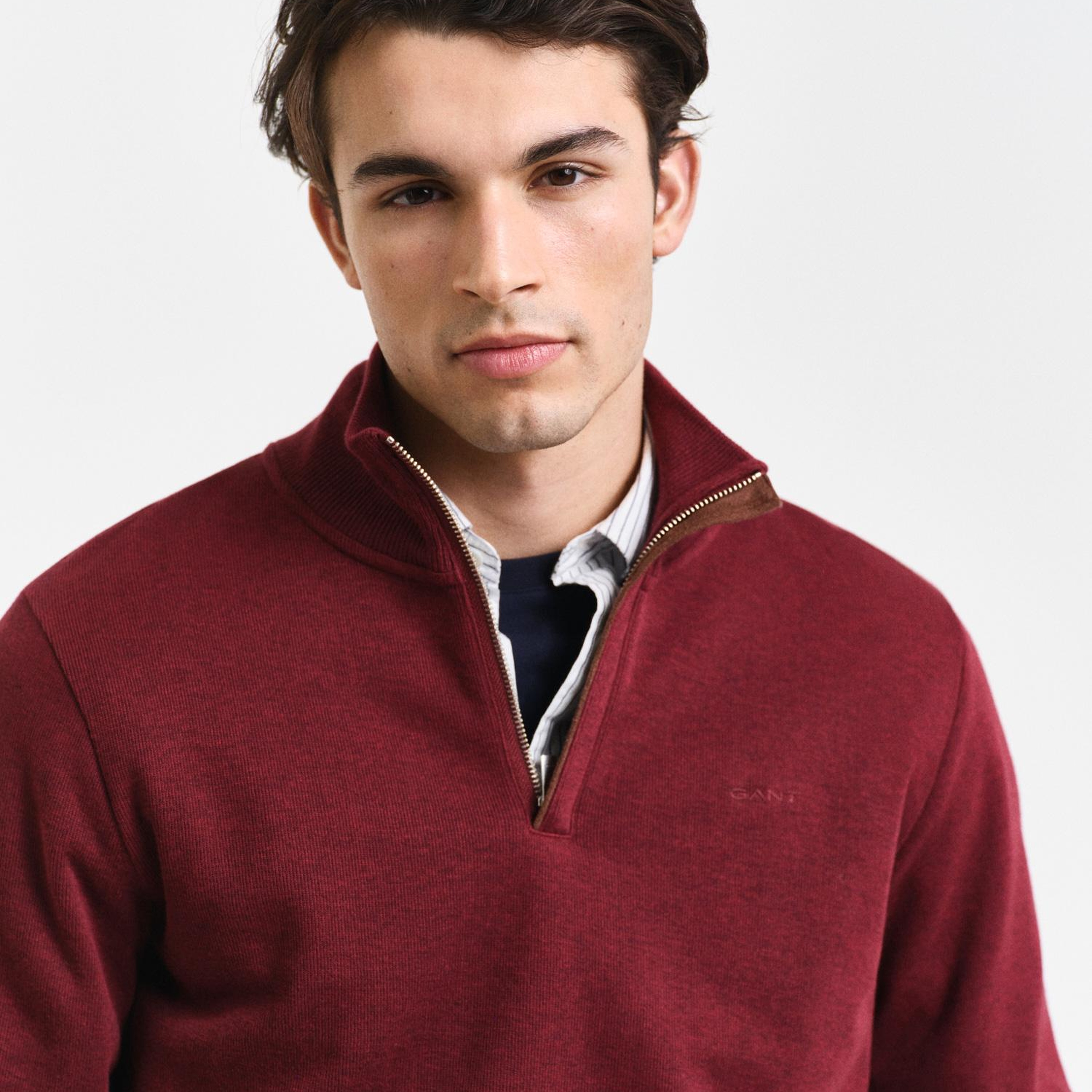 GANT Erkek Bordo Regular Fit Yarım Fermuarlı Sweatshirt