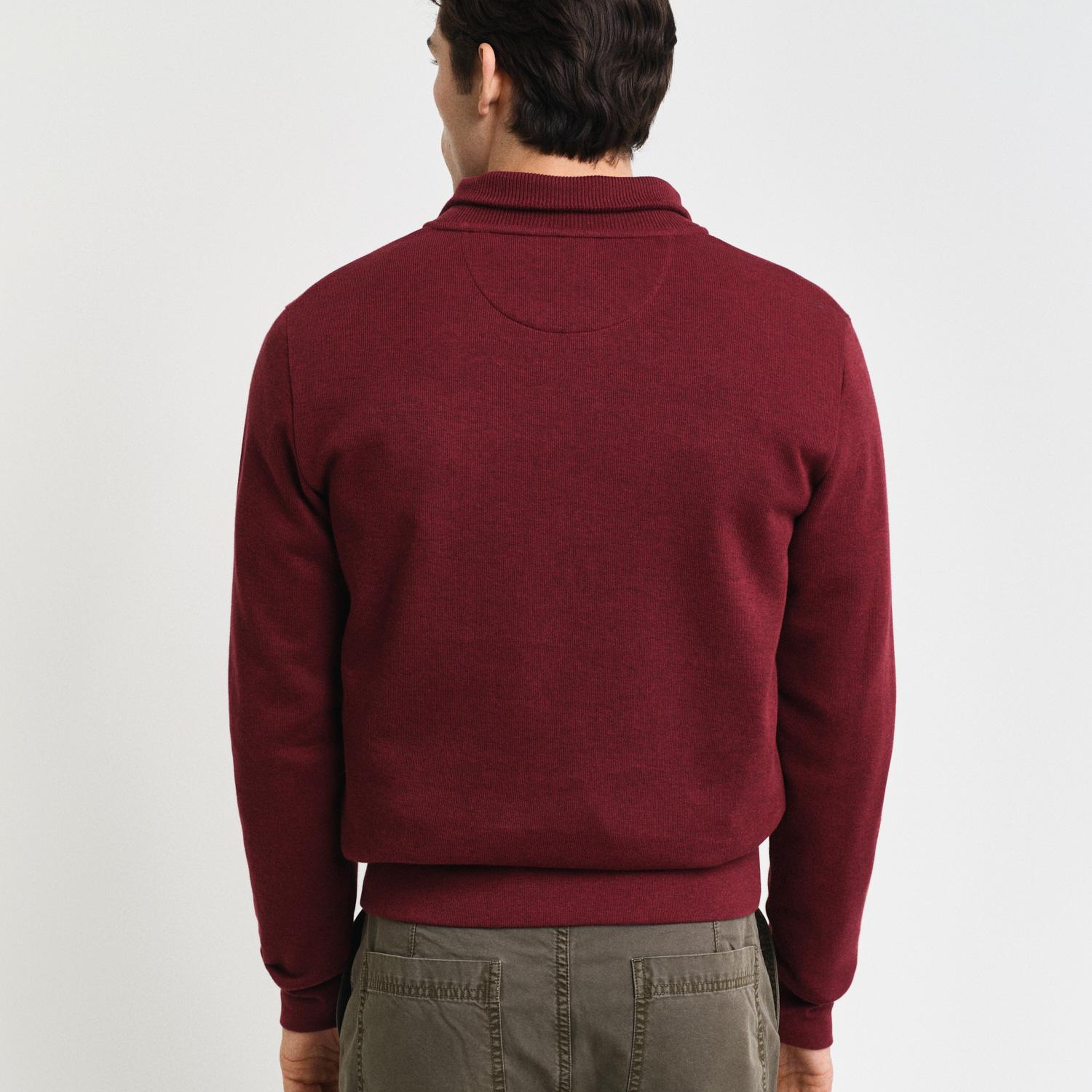 GANT Erkek Bordo Regular Fit Yarım Fermuarlı Sweatshirt