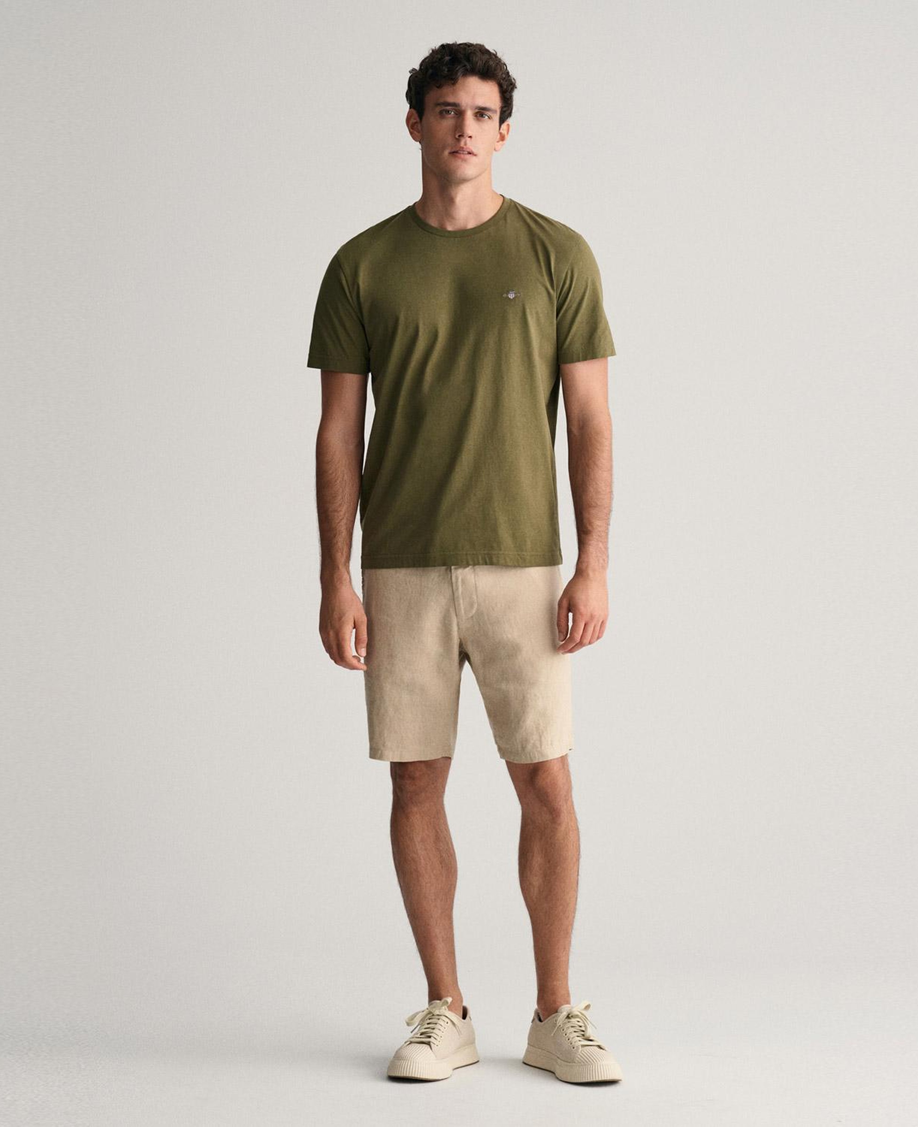 GANT Erkek Yeşil Regular Fit Bisiklet Yaka T-Shirt