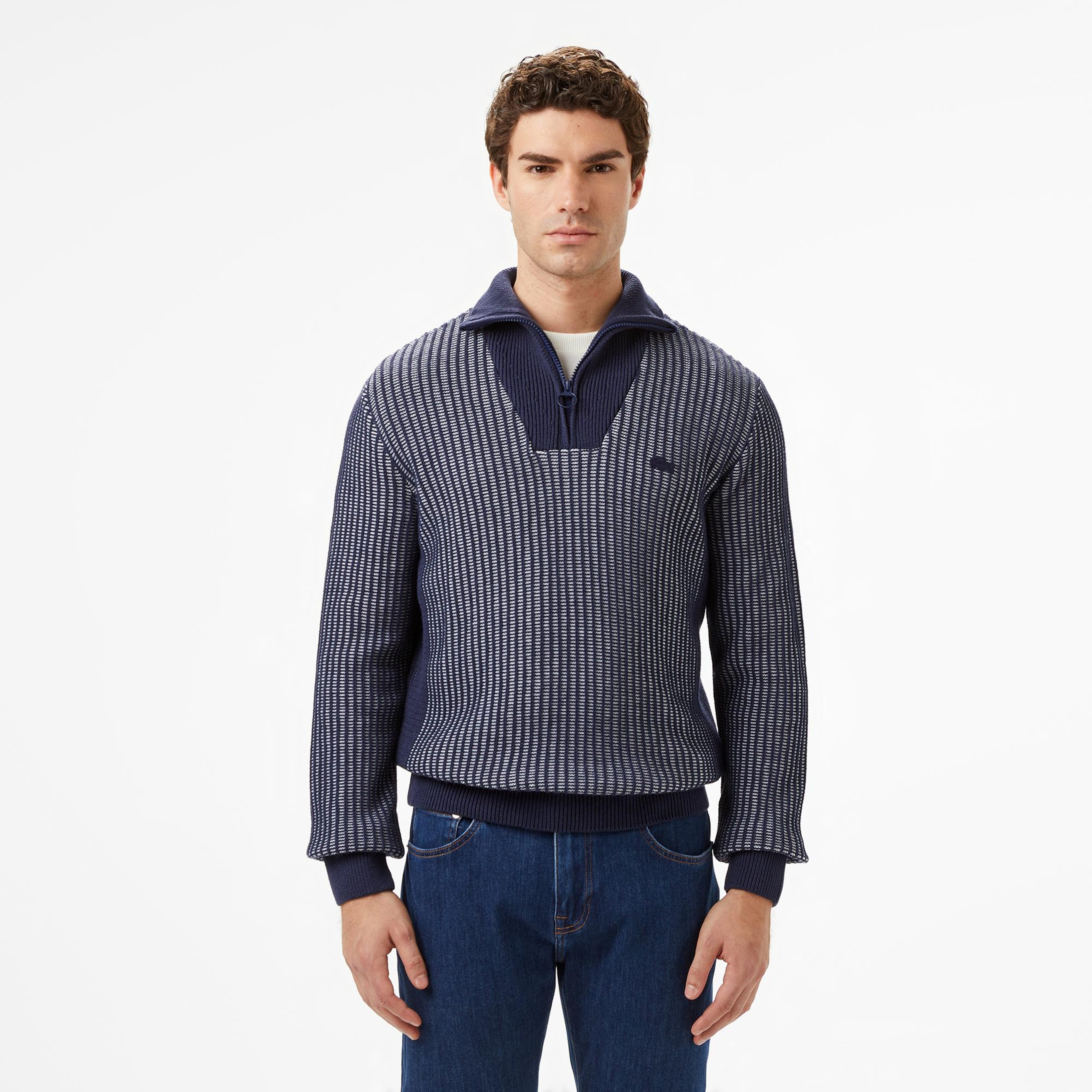 Lacoste Regular Fit Erkek Mavi Süveter