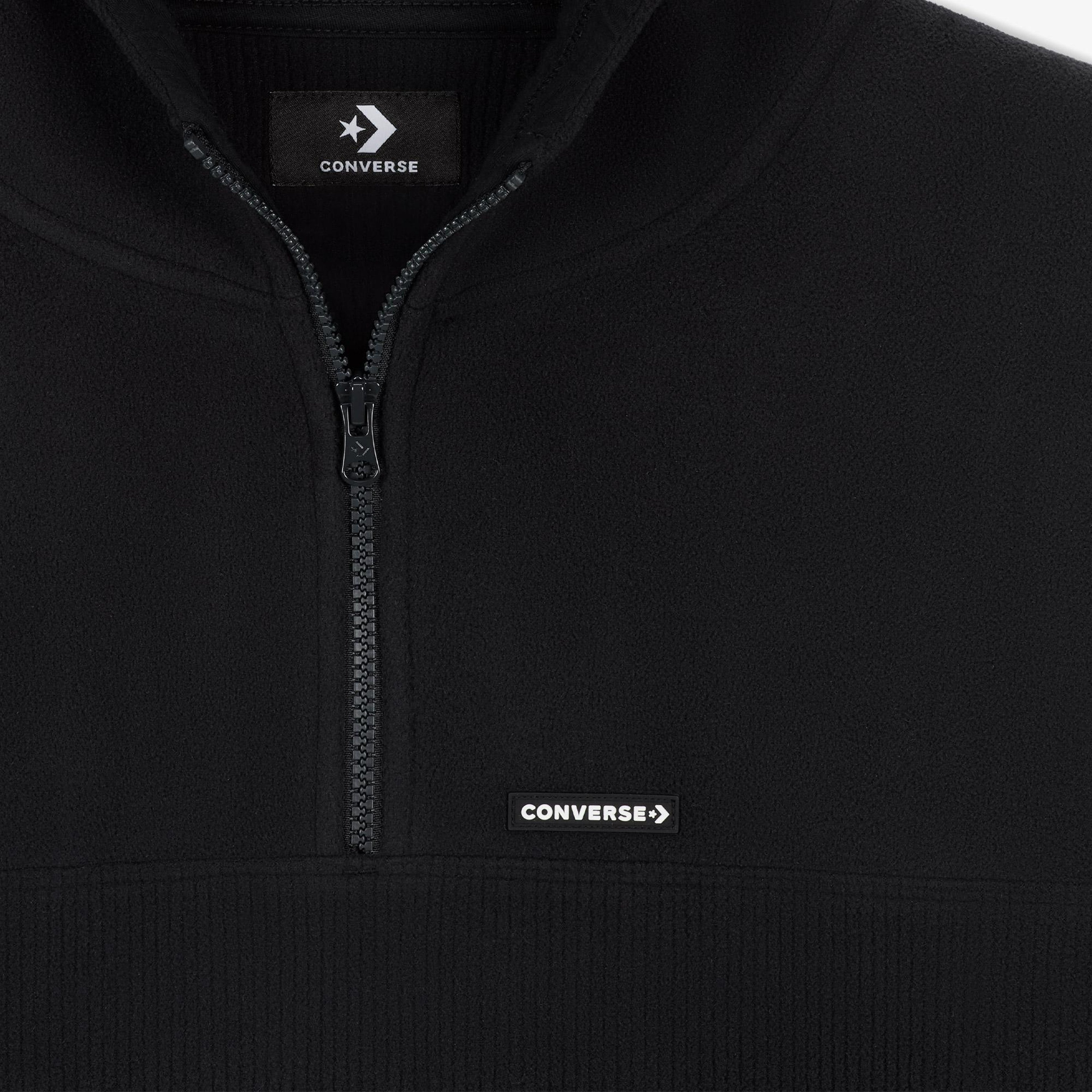 Converse Classic Kadın Siyah Yarım Fermuarlı Hoodie