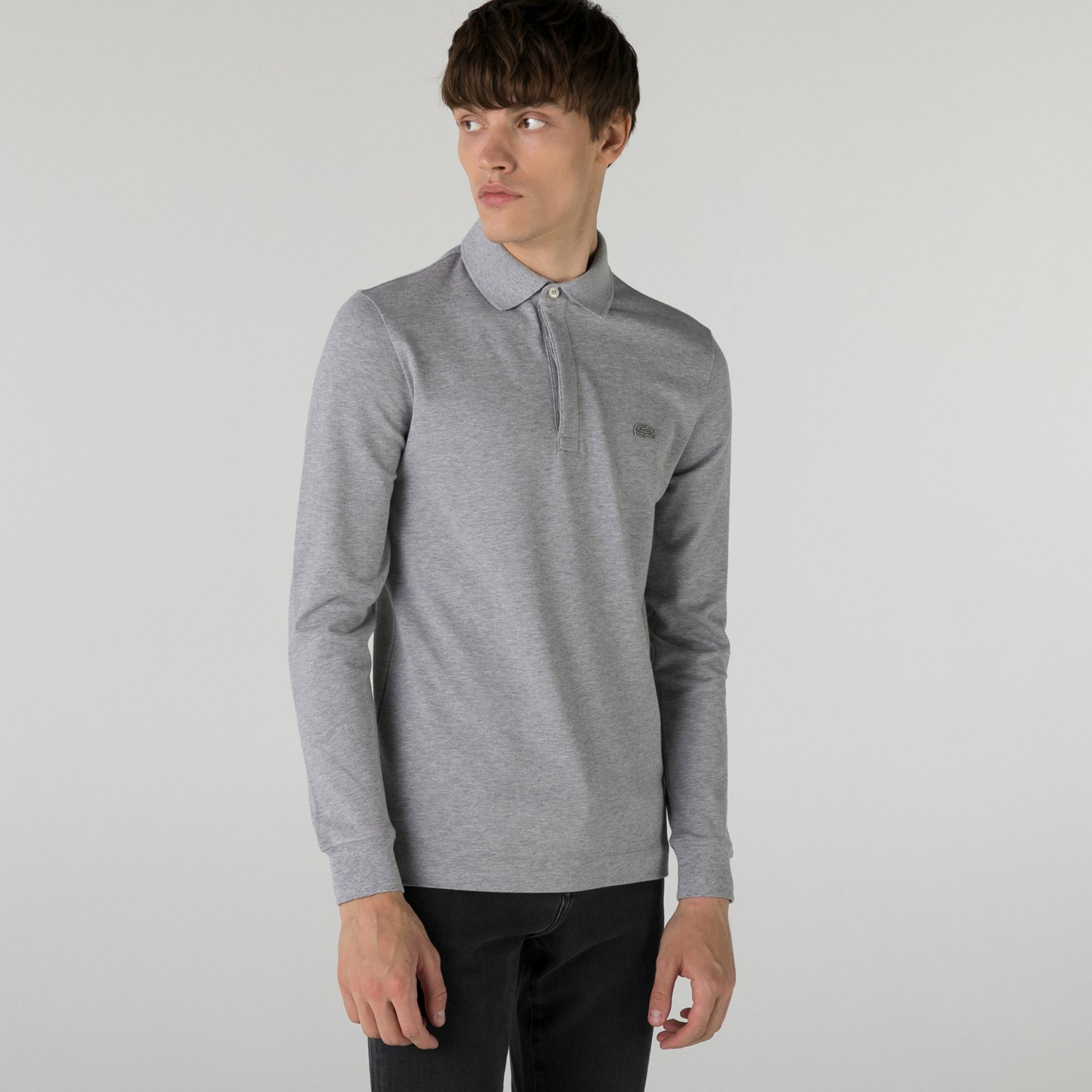 Erkek Regular Fit Uzun Kollu Gri Paris Polo