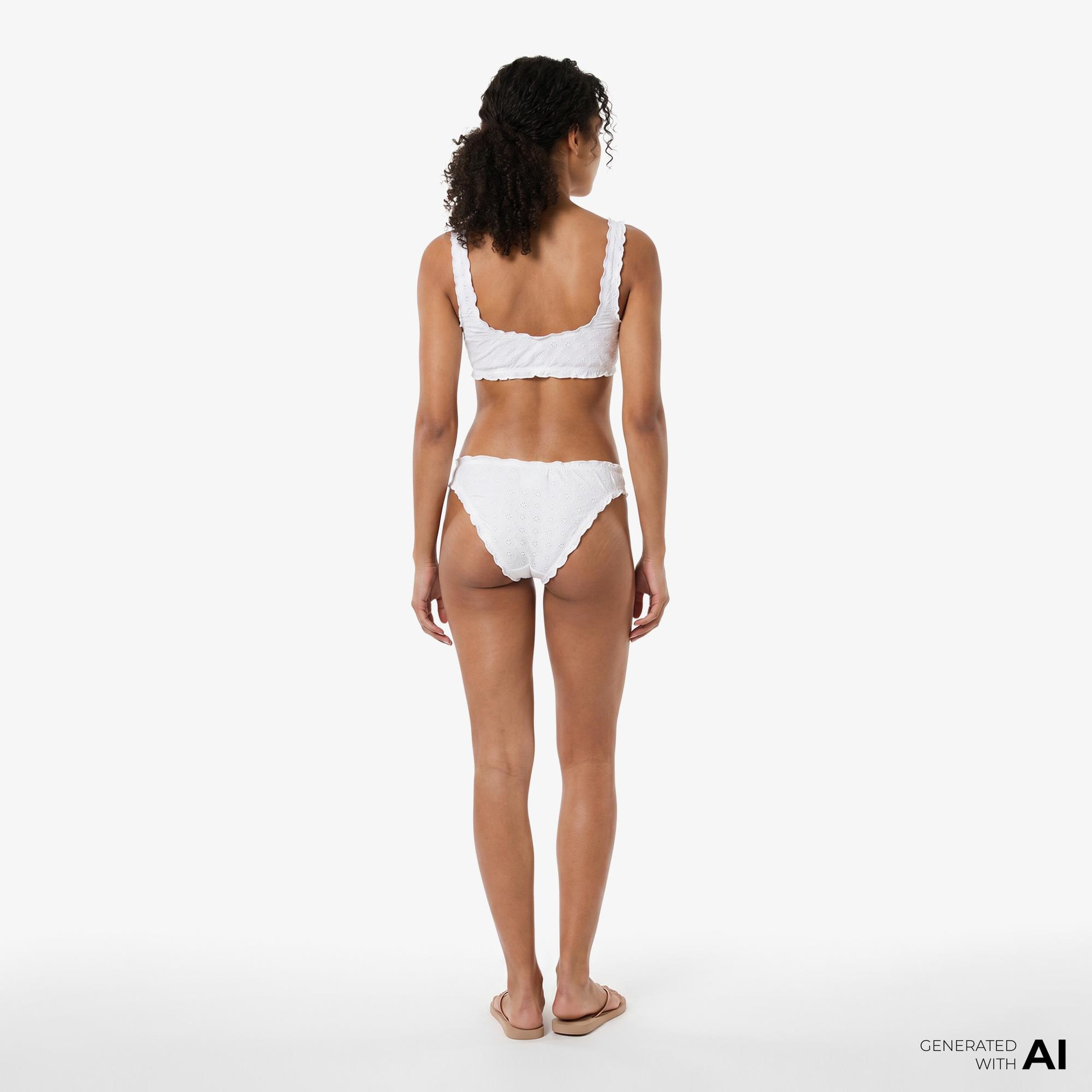 Polo Ralph Lauren Ruffle High Leg Scoop Kadın Beyaz Bikini Altı