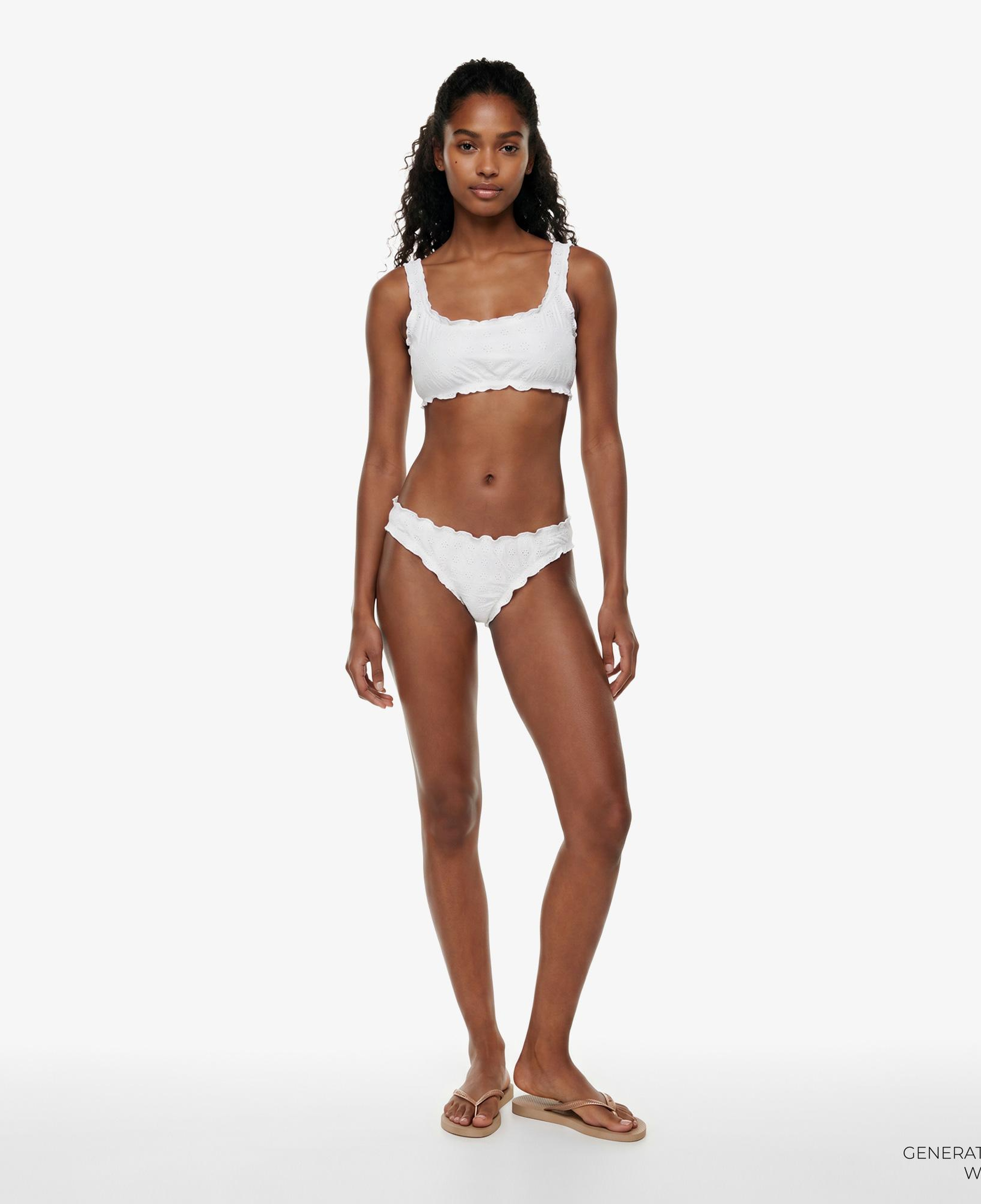 Polo Ralph Lauren Ruffle High Leg Scoop Kadın Beyaz Bikini Altı