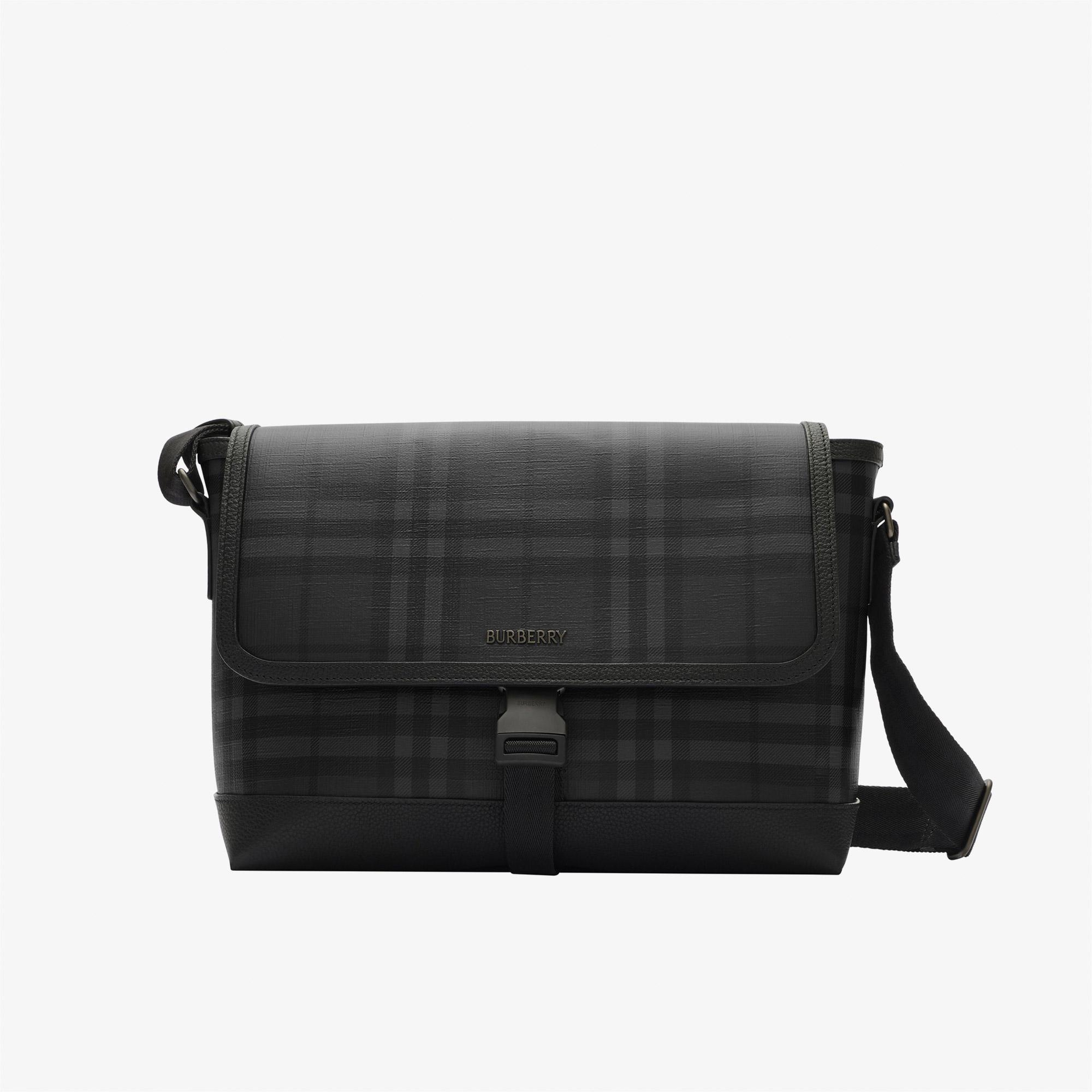 Burberry Messenger Iron Check Bin Erkek Antrasit Omuz Çantası