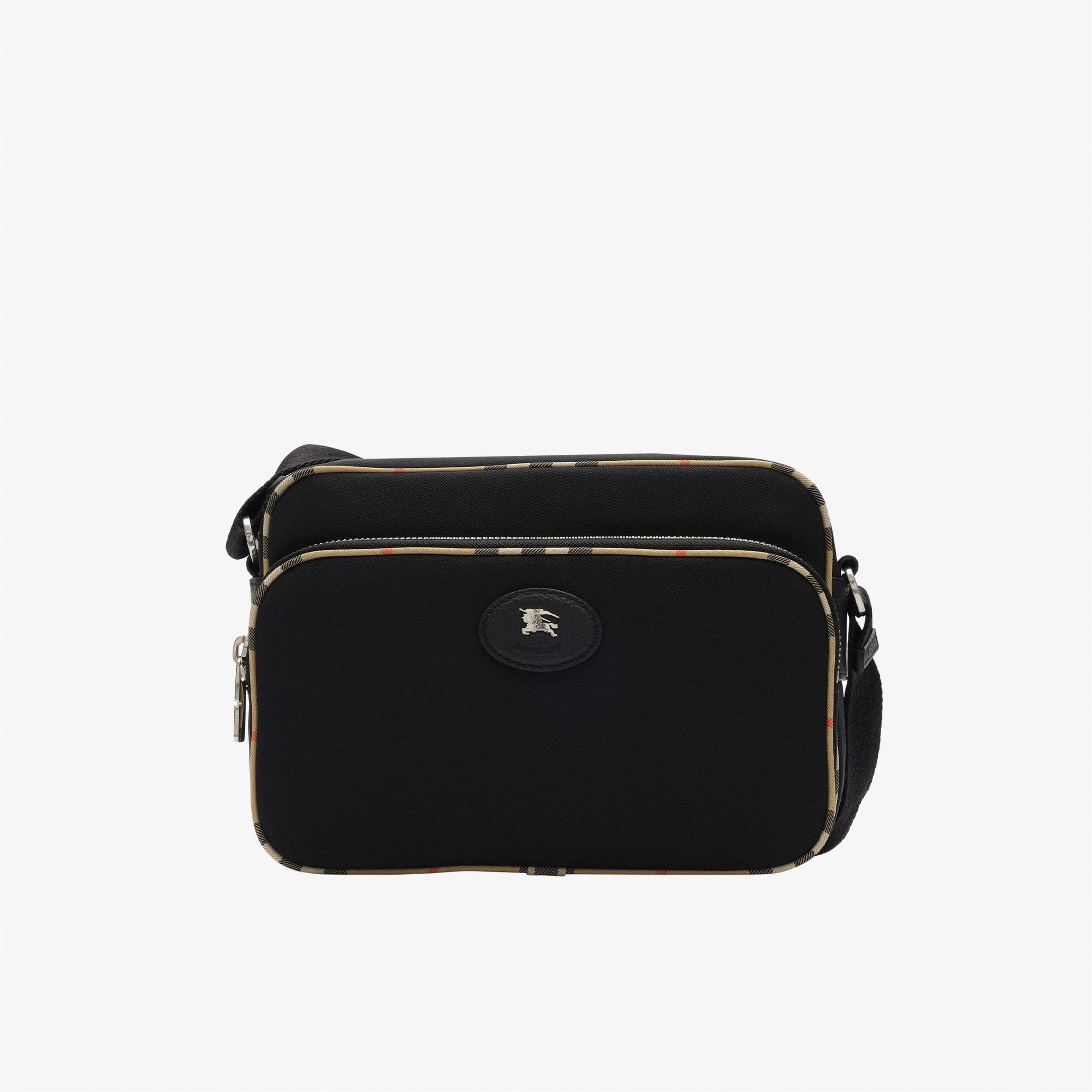 Burberry Crossbody Check Erkek Siyah Omuz Çantası